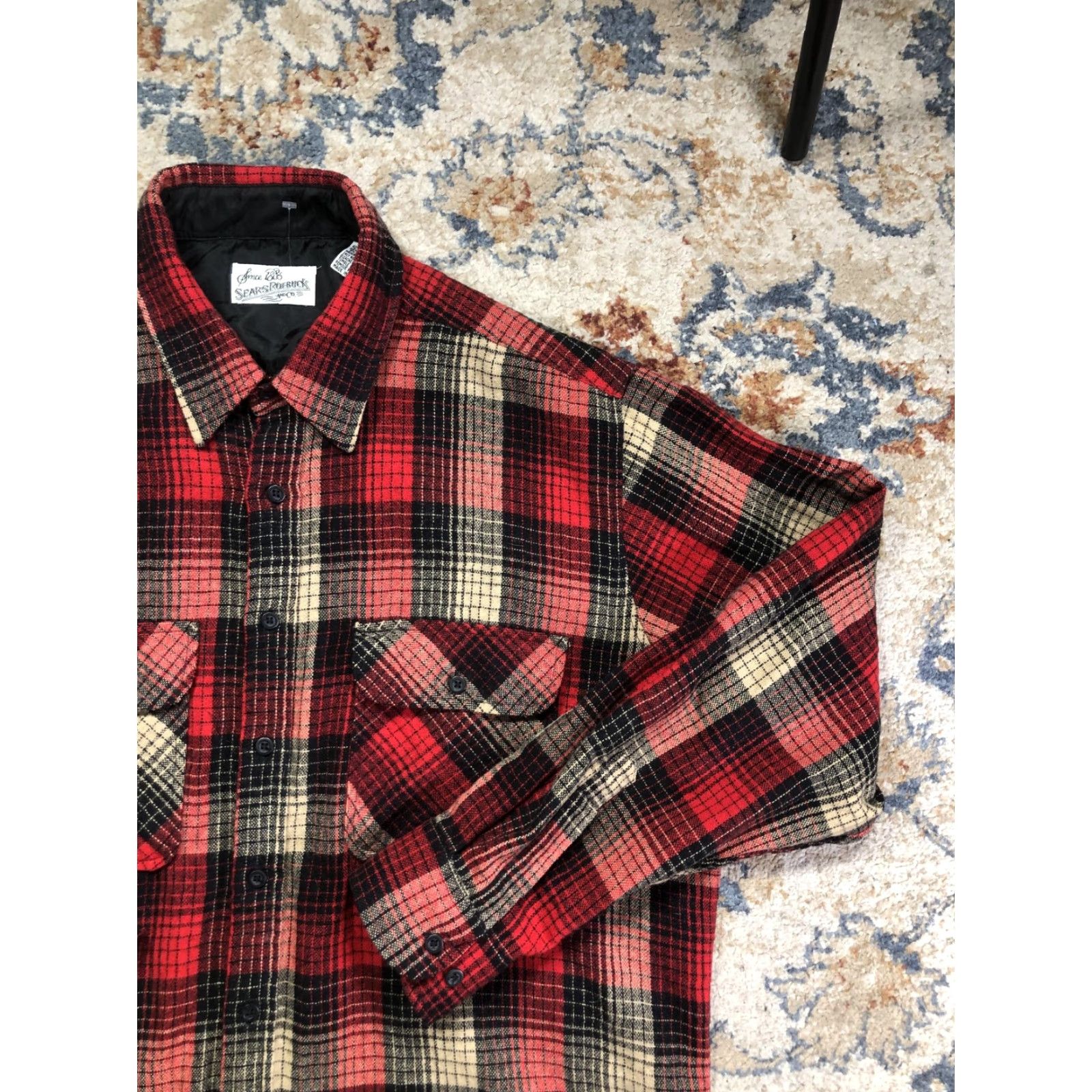 Sears VINTAGE Sears Roebuck & Co Shirt Mens XL Red Plaid Wool Lined Flannel Workwear Size US XL / EU 56 / 4 - 4 Thumbnail