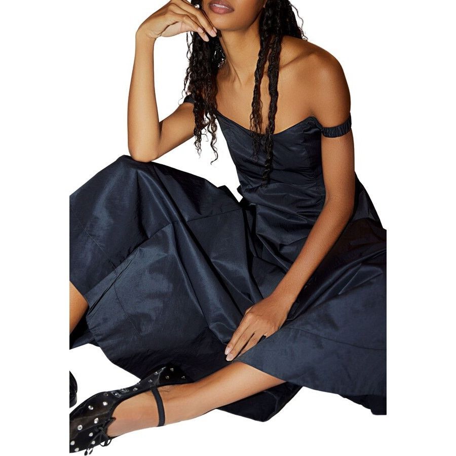 Free People New Free People Alinda Dress $228 SIZE 0 Black Midi Size XS / US 0-2 / IT 36-38 - 4 Thumbnail