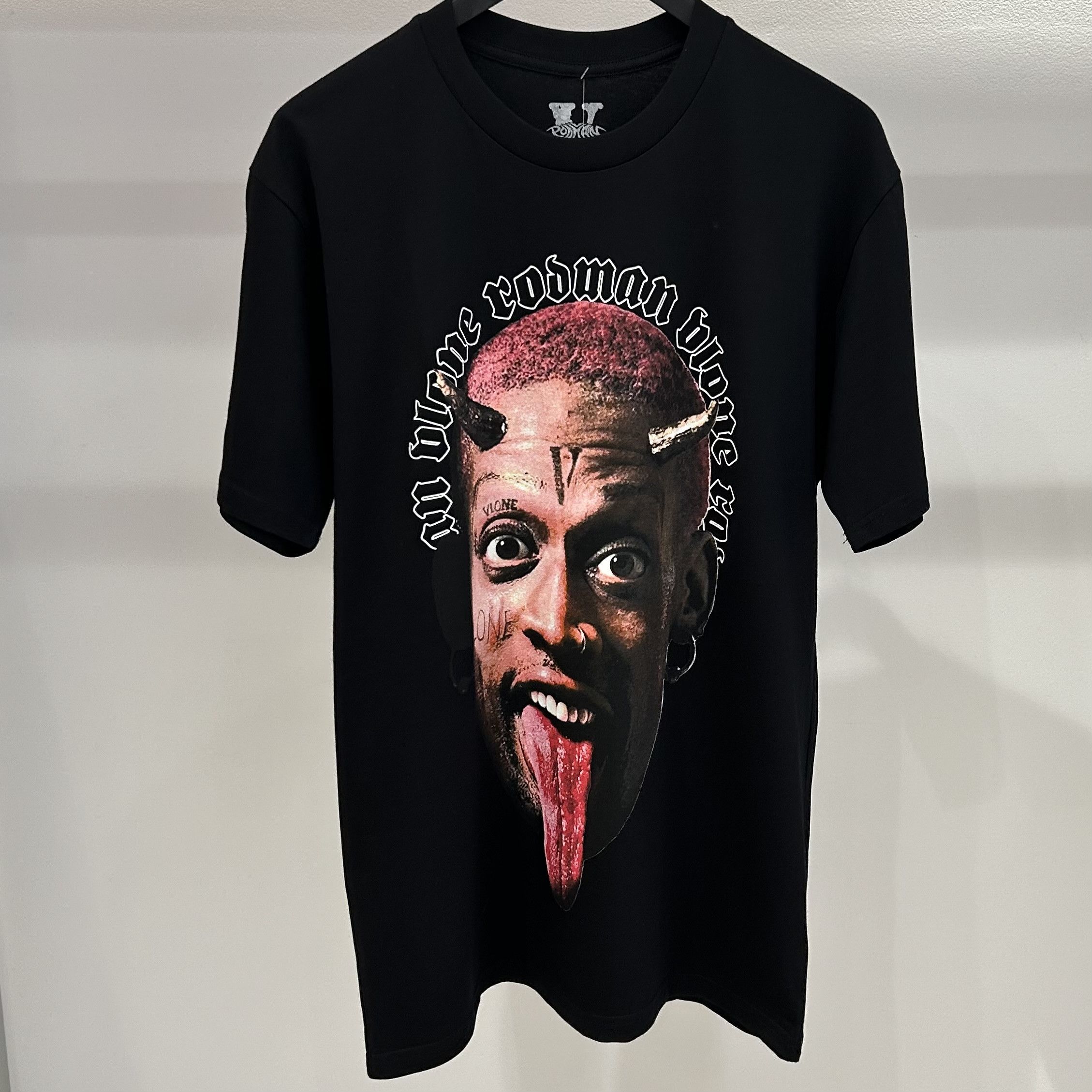 image of Vlone Rodman Devil T-Shirt in Black, Men's (Size 2XL)