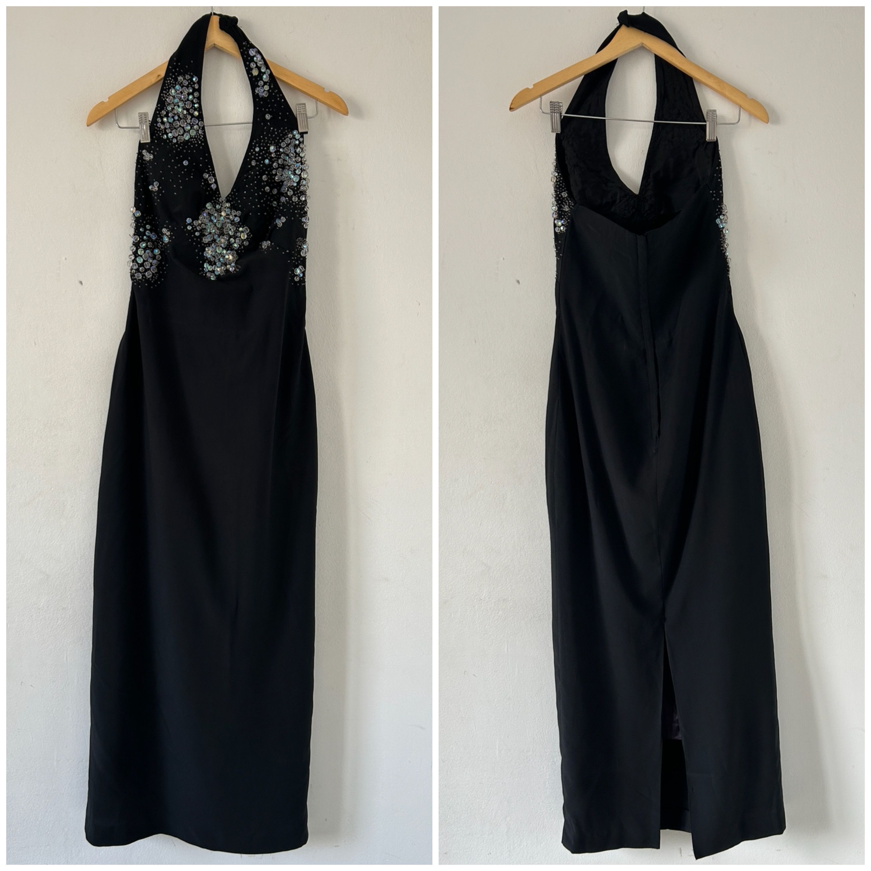 Vintage Vintage 90s Black Beaded Halter Gown Size M / US 6-8 / IT 42-44 - 10 Thumbnail