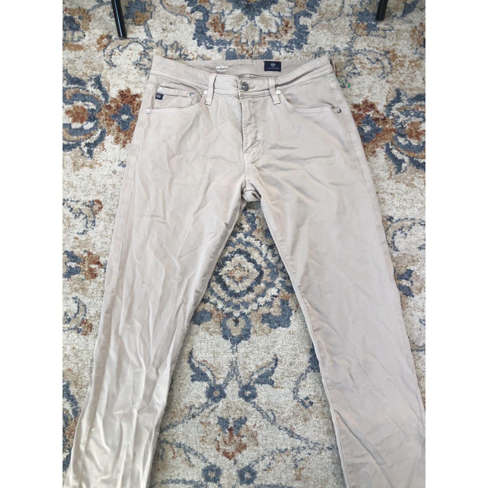 Vintage AG Adriano Goldschmied The Tellis Jeans Mens 31x29 Beige Slim Tapered Stretch Size US 31 - 3 Thumbnail