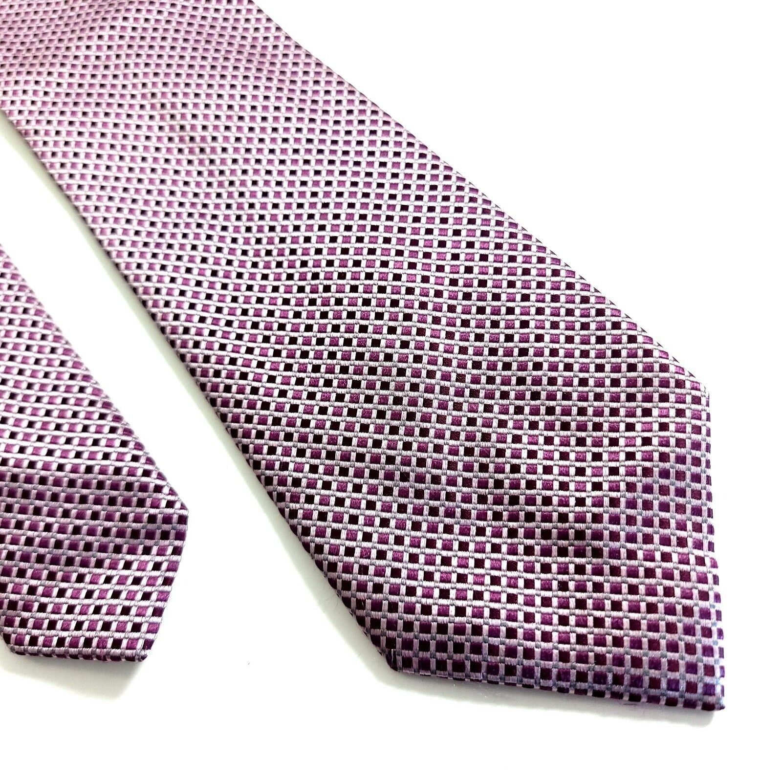 Designer Kenneth Roberts Platinum Purple Pink Woven Check Silk Tie Size ONE SIZE - 1 Thumbnail