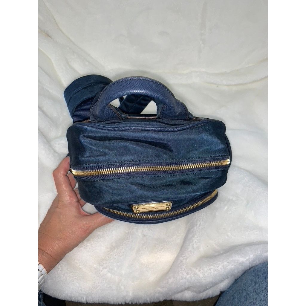 Michael Kors Michael Kors Navy Backpack with Gold Hardware & Logo Plaque Size ONE SIZE - 11 Thumbnail