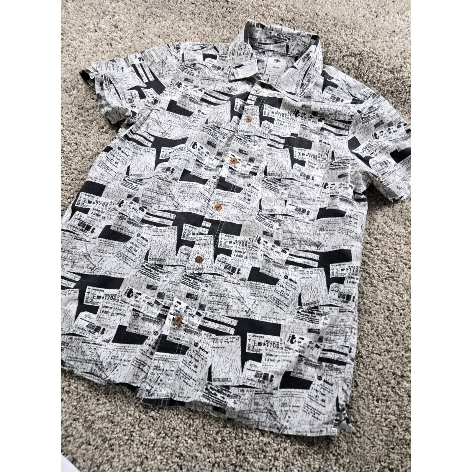Element Element Shirt Mens Medium White Black Graphic Print Button Up Casual Skate Shirt Size US M / EU 48-50 / 2 - 2 Thumbnail