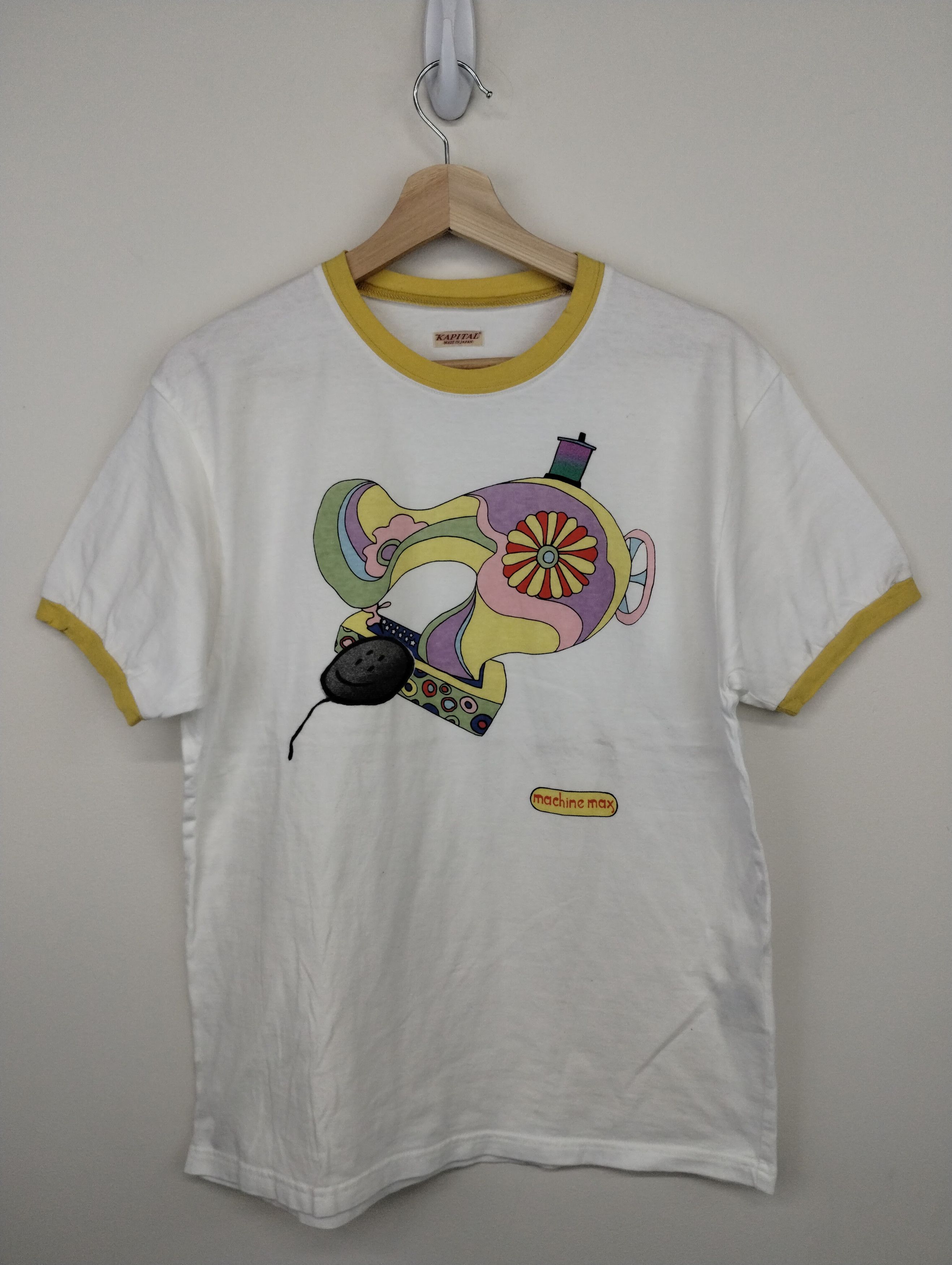 image of Kapital Ringer Machine Max Ringer Tee in White, Men's (Size Medium)