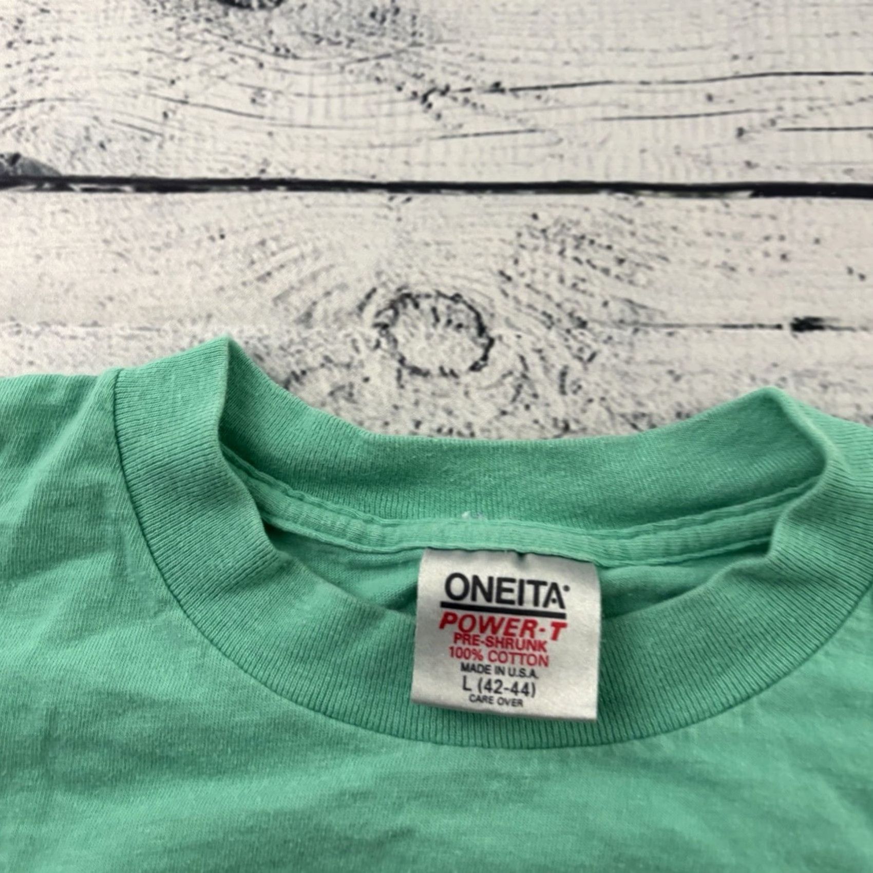 Vintage Oneita Power T Jack Harter Helicopters Kauai Hawaii Short Sleeve T Shirt Men's L Teal Size US L / EU 52-54 / 3 - 2 Thumbnail