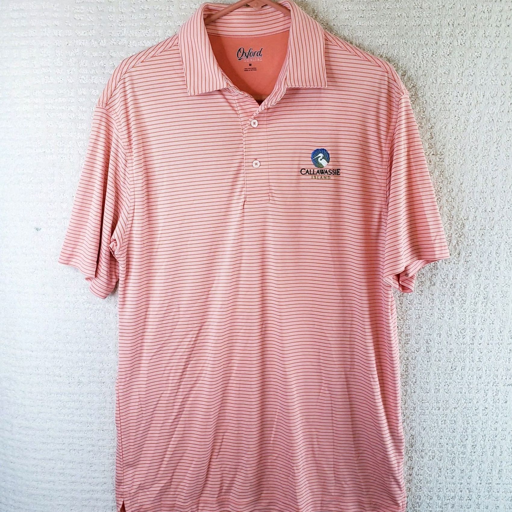 Vintage Oxford Golf Shirt Mens M Orange Short Sleeve Polo White Stripes Men Callawassie Size US M / EU 48-50 / 2 - 2 Thumbnail