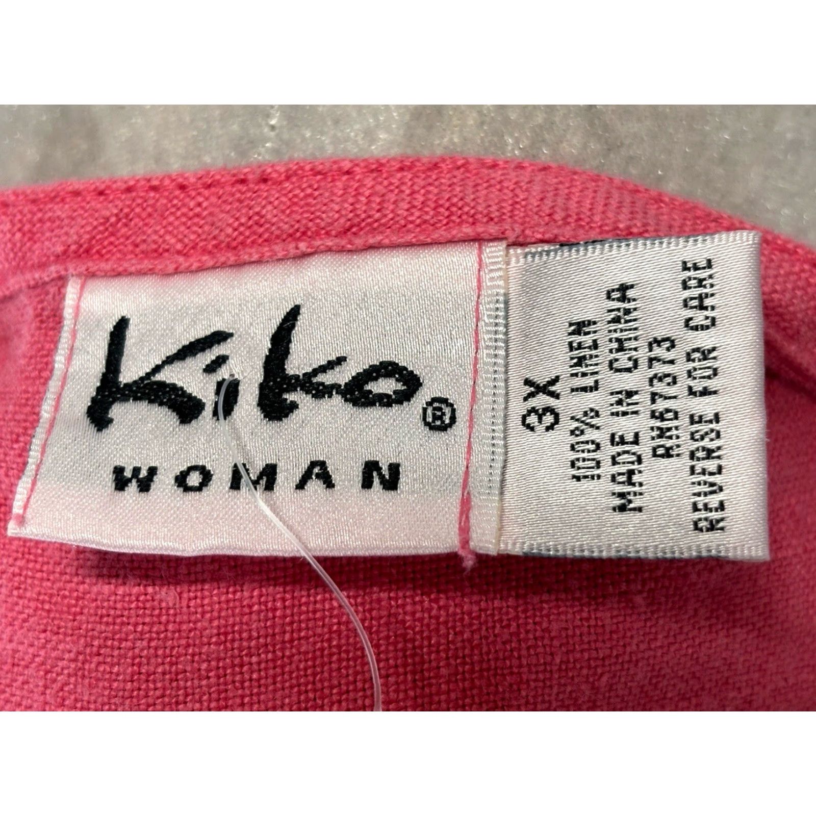Vintage Kiko Women Tank Top Sz 3X Plus Pink Linen Sleeveless V-Neck Button Front Casual Lagenlook Summer Spring Size XXL / US 16-18 / IT 52-54 - 6 Thumbnail