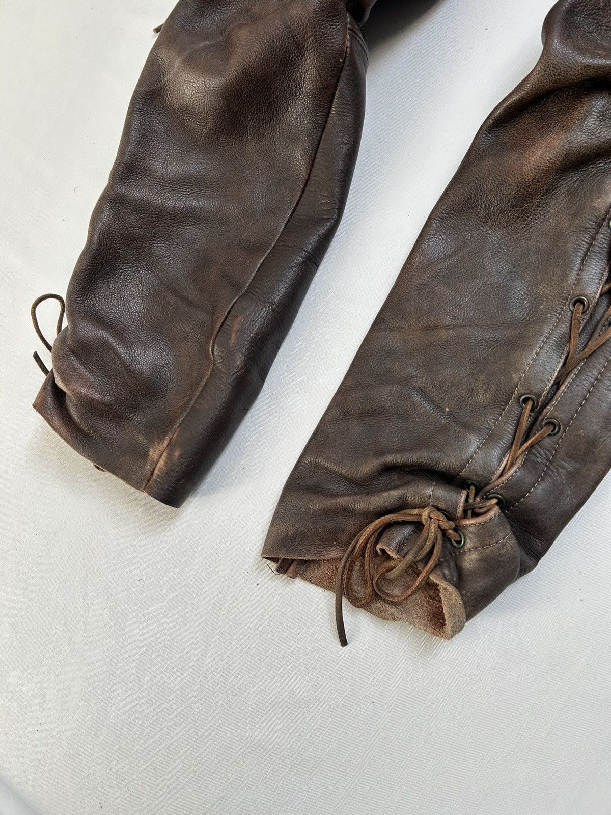 Vintage Heavy Vintage Leather Lace-Up Pants 90s Biker Archive Style Size 32" / US 10 / IT 46 - 4 Thumbnail
