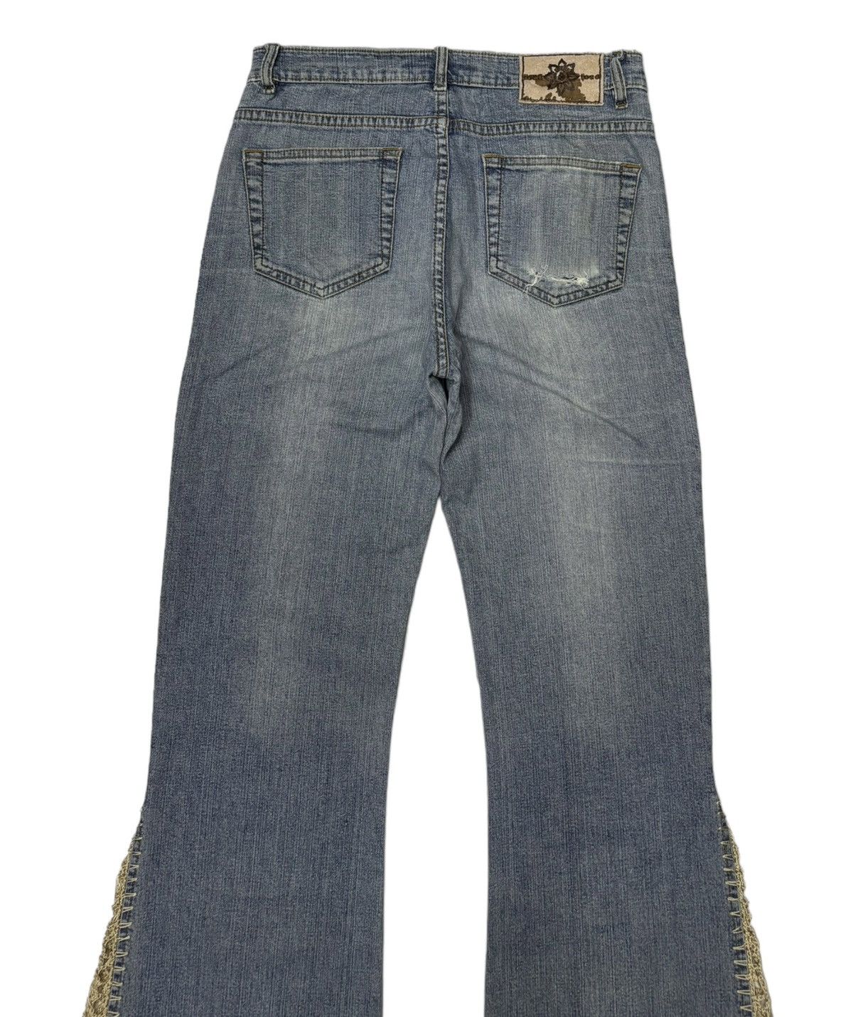 Designer Vintage Flared Jeans Toco Toco Crochet Bootcut Jeans Size US 27 - 8 Thumbnail