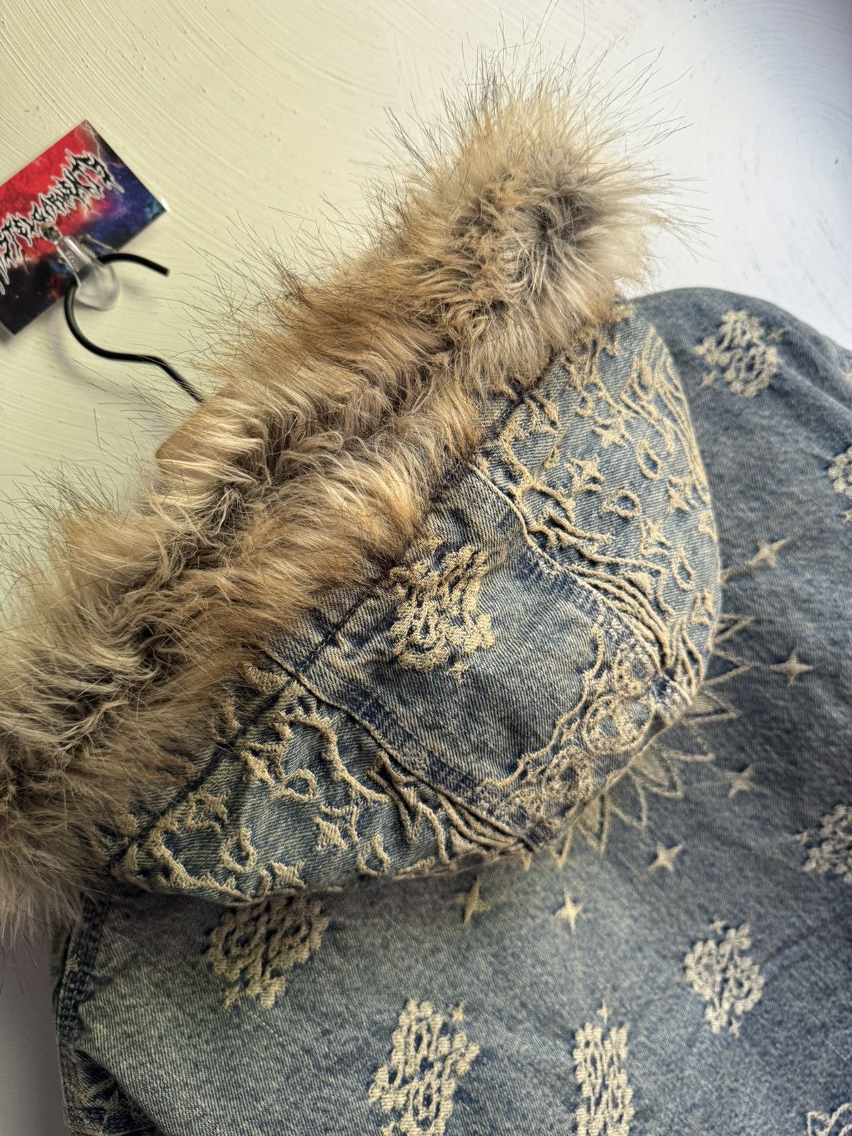 Supreme Bandana Jacquard Denim Hooded Work Jacket Blue