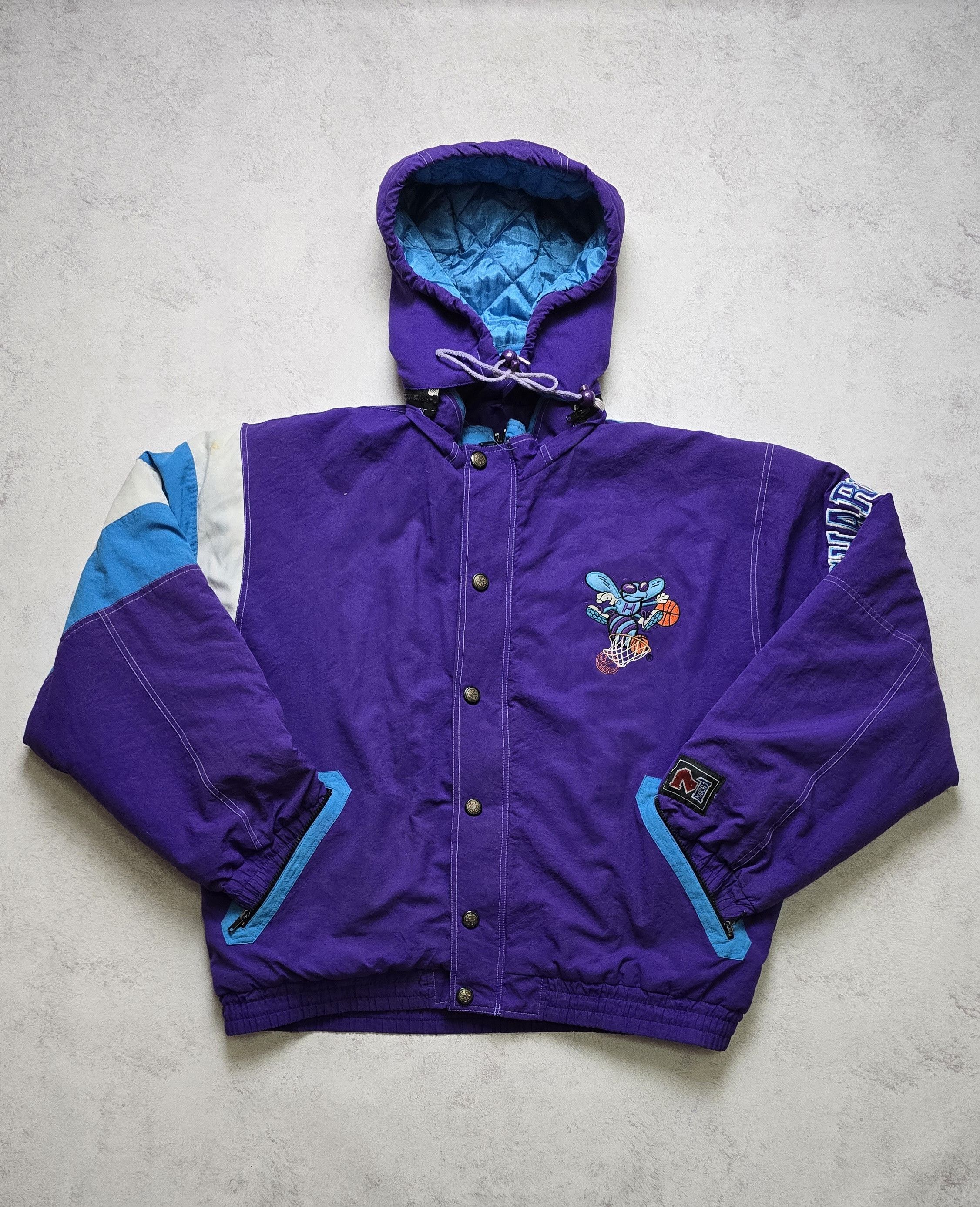 Logo Athletic VTG 90s Charlotte Hornets Logo Athletic Match 1 Jacket Size US L / EU 52-54 / 3 - 3 Thumbnail