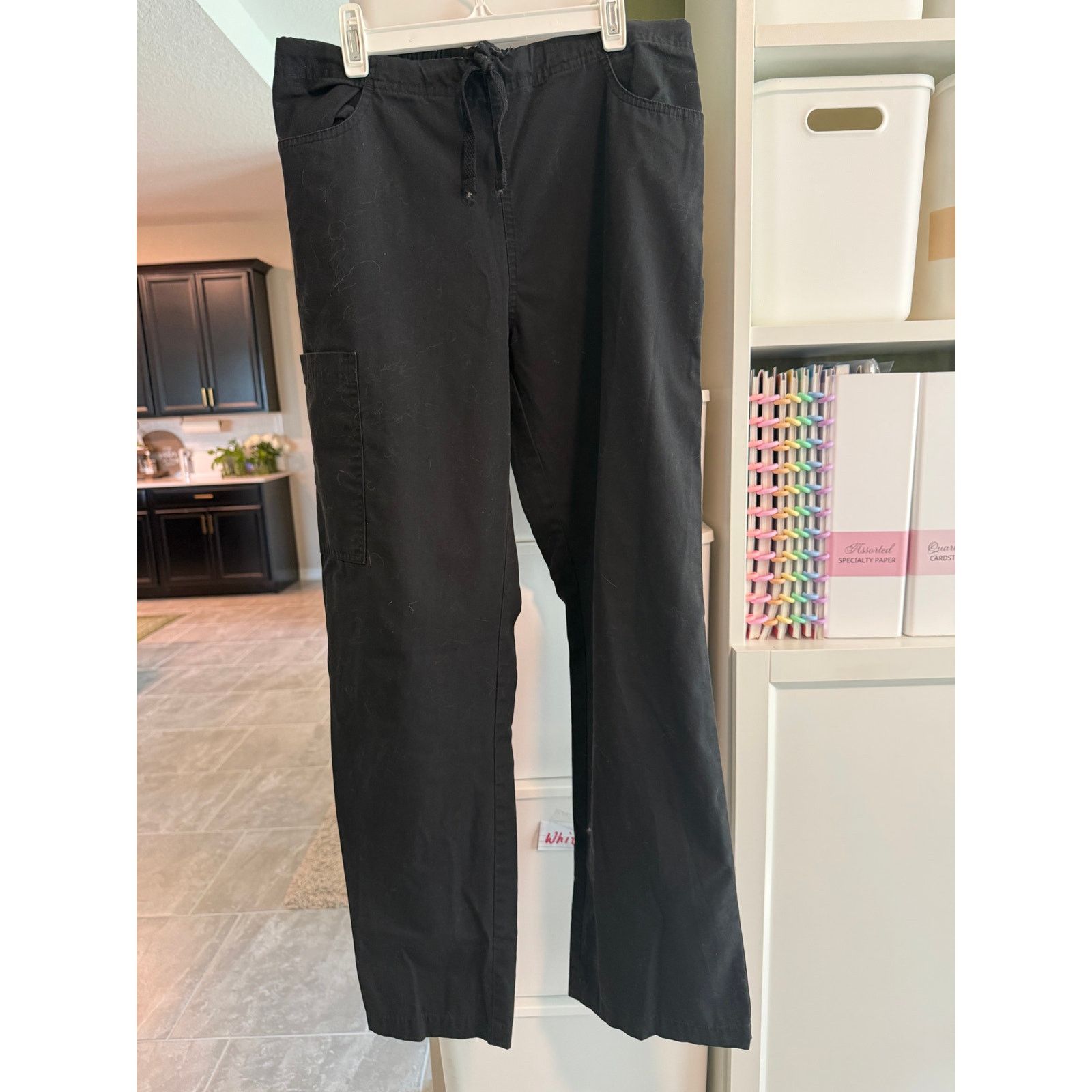 Other Women Black Scrub Pants Cargo Drawstring Yoga Waist S - C024 Size 27" / US 4 / IT 40 - 2 Thumbnail