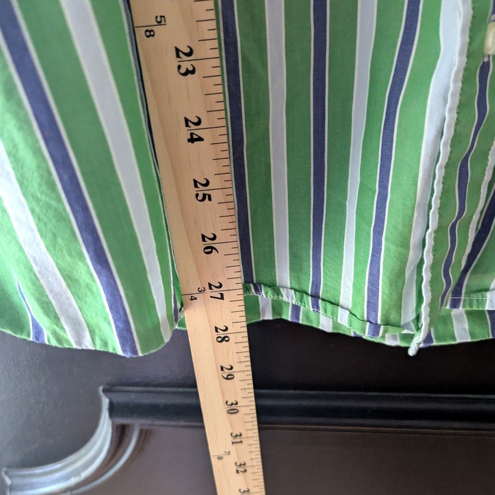 American Eagle Outfitters American Eagle Button-Up Shirt Striped Slim Fit Green Blue Mens Sz L Vintage Long Sleeve Collared Chest Pocket Cotton Size US L / EU 52-54 / 3 - 6 Thumbnail