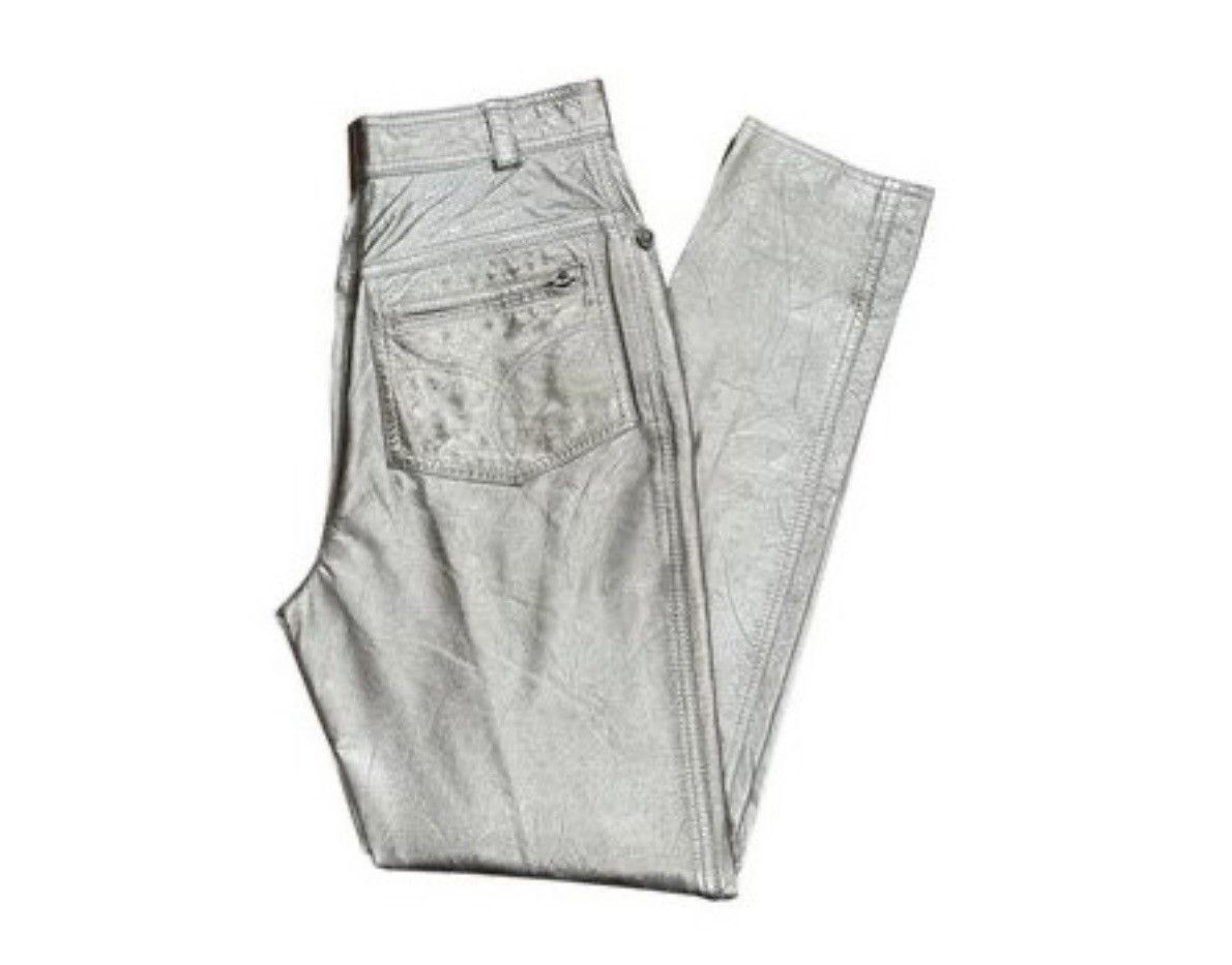 Women's Gianni Versace Silver Leather Pants