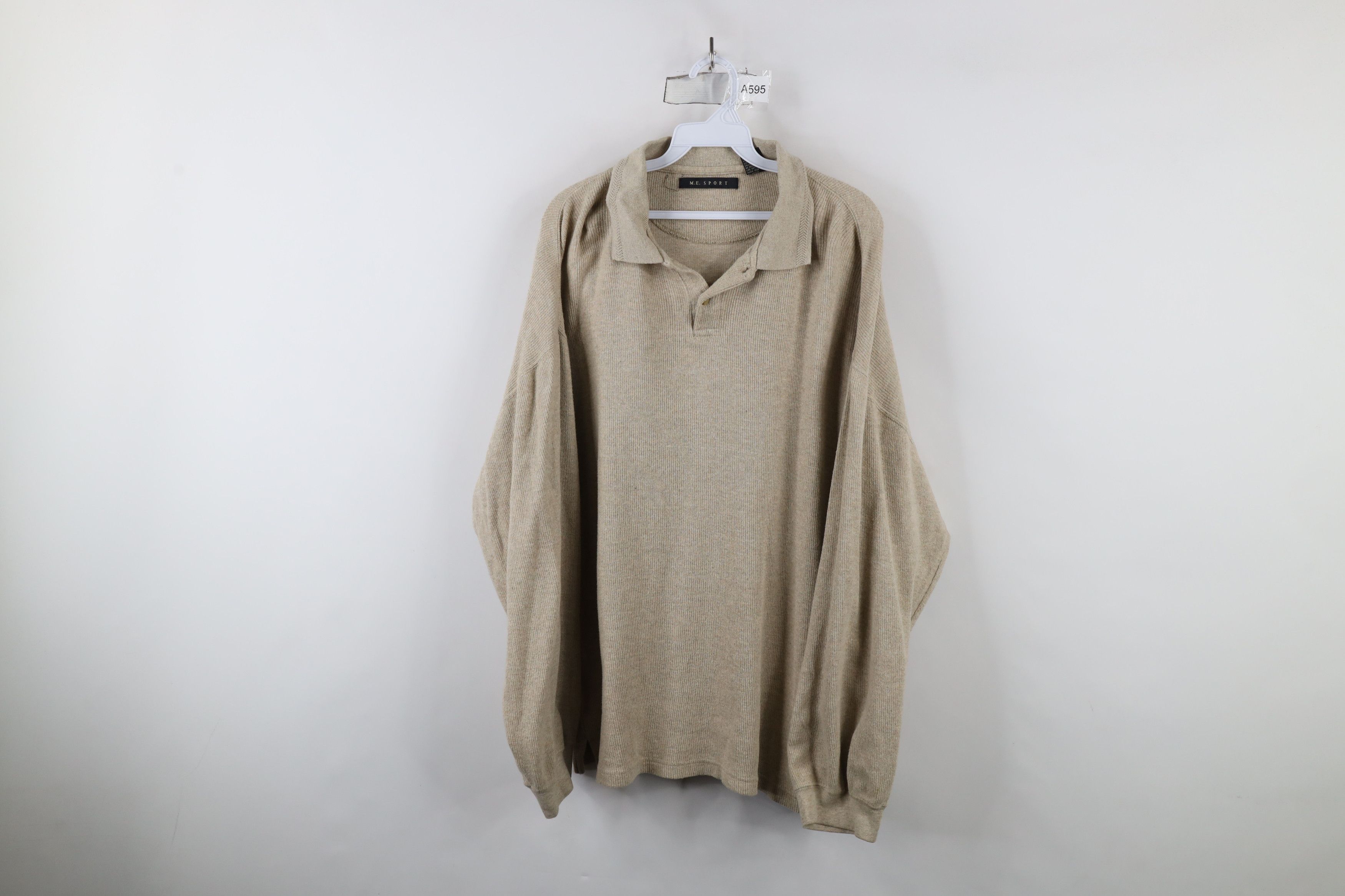 Vintage Vintage 90s Streetwear Ribbed Knit Long Sleeve Polo Shirt Size US XXL / EU 58 / 5 - 1 Thumbnail