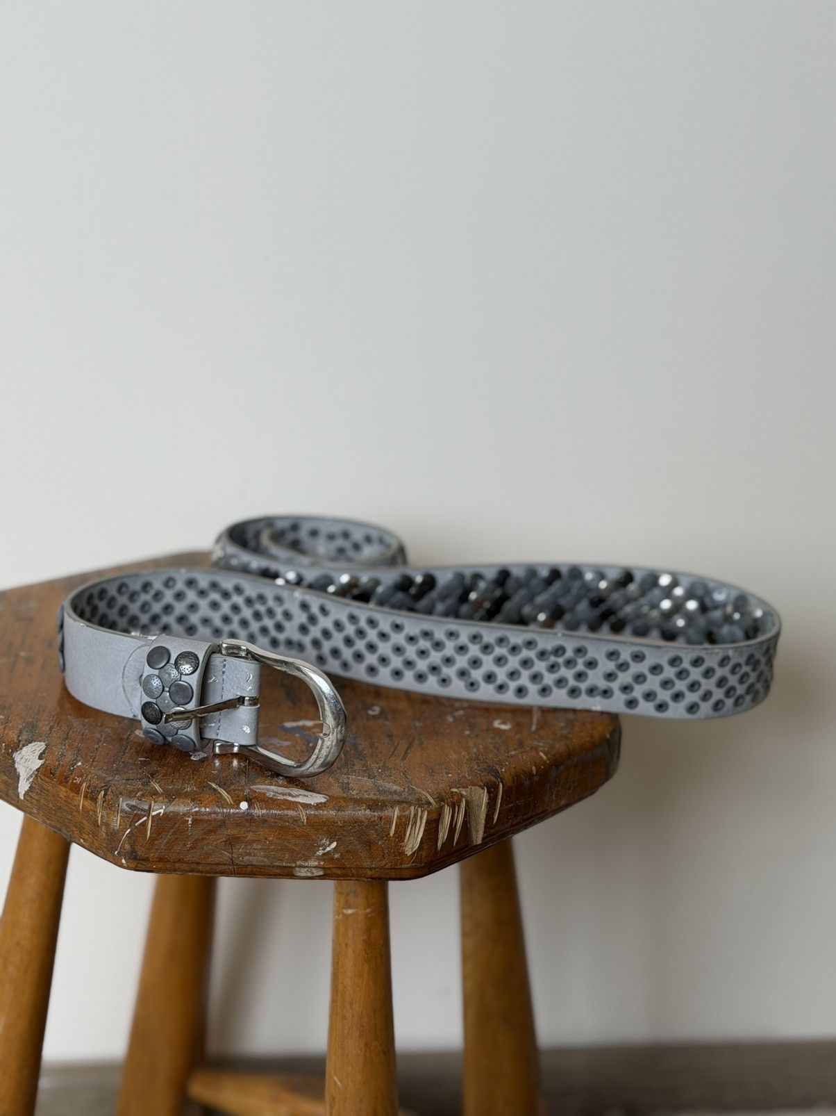 Japanese Brand Vintage Avant Garde Black Leather Belt Hand Drip Punk Style Size ONE SIZE - 5 Thumbnail