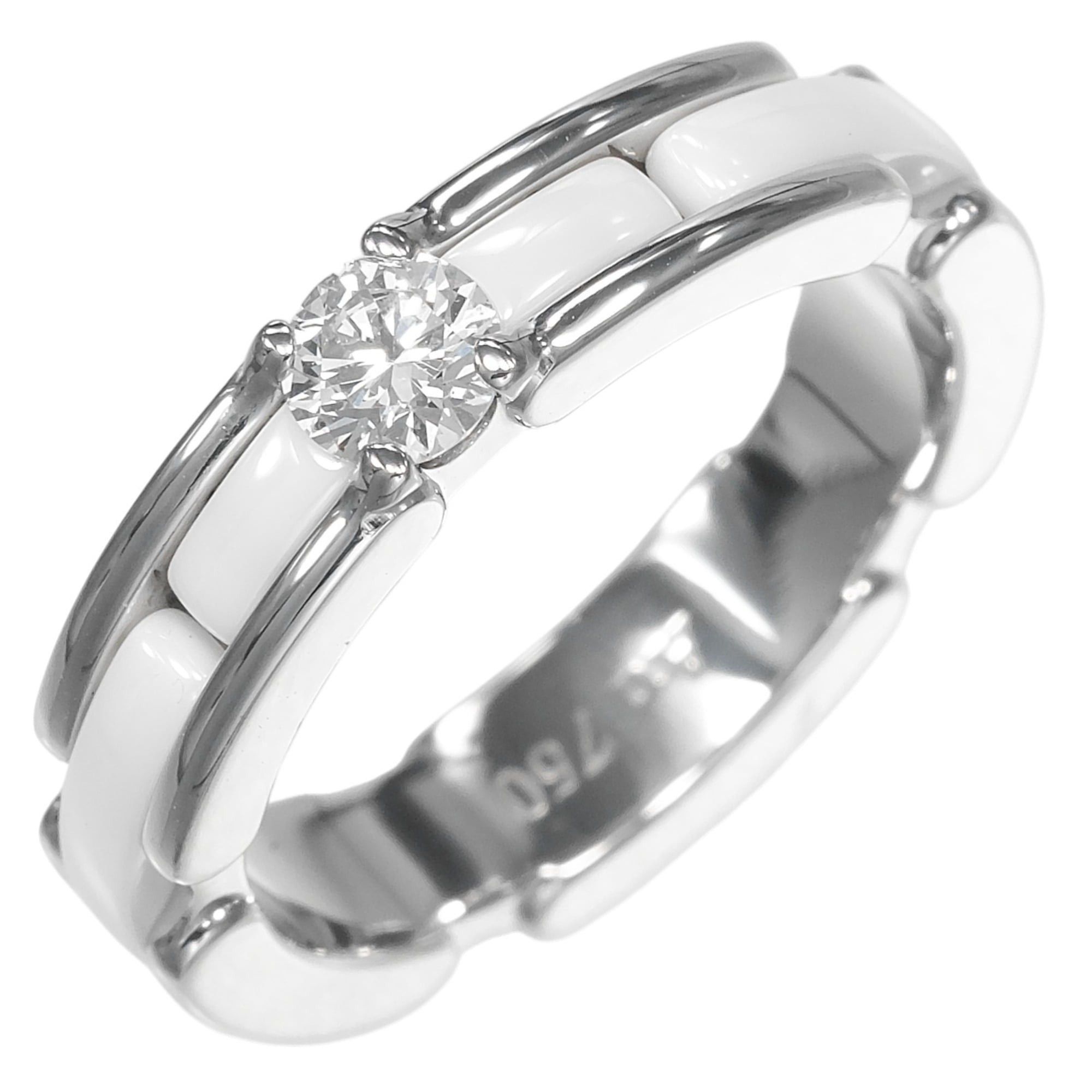 Chanel Chanel Ring, Size 7, Ultra Small, 18K White Gold, Diamond, Ceramic, Approx. 4.74g Size ONE SIZE - 1 Thumbnail