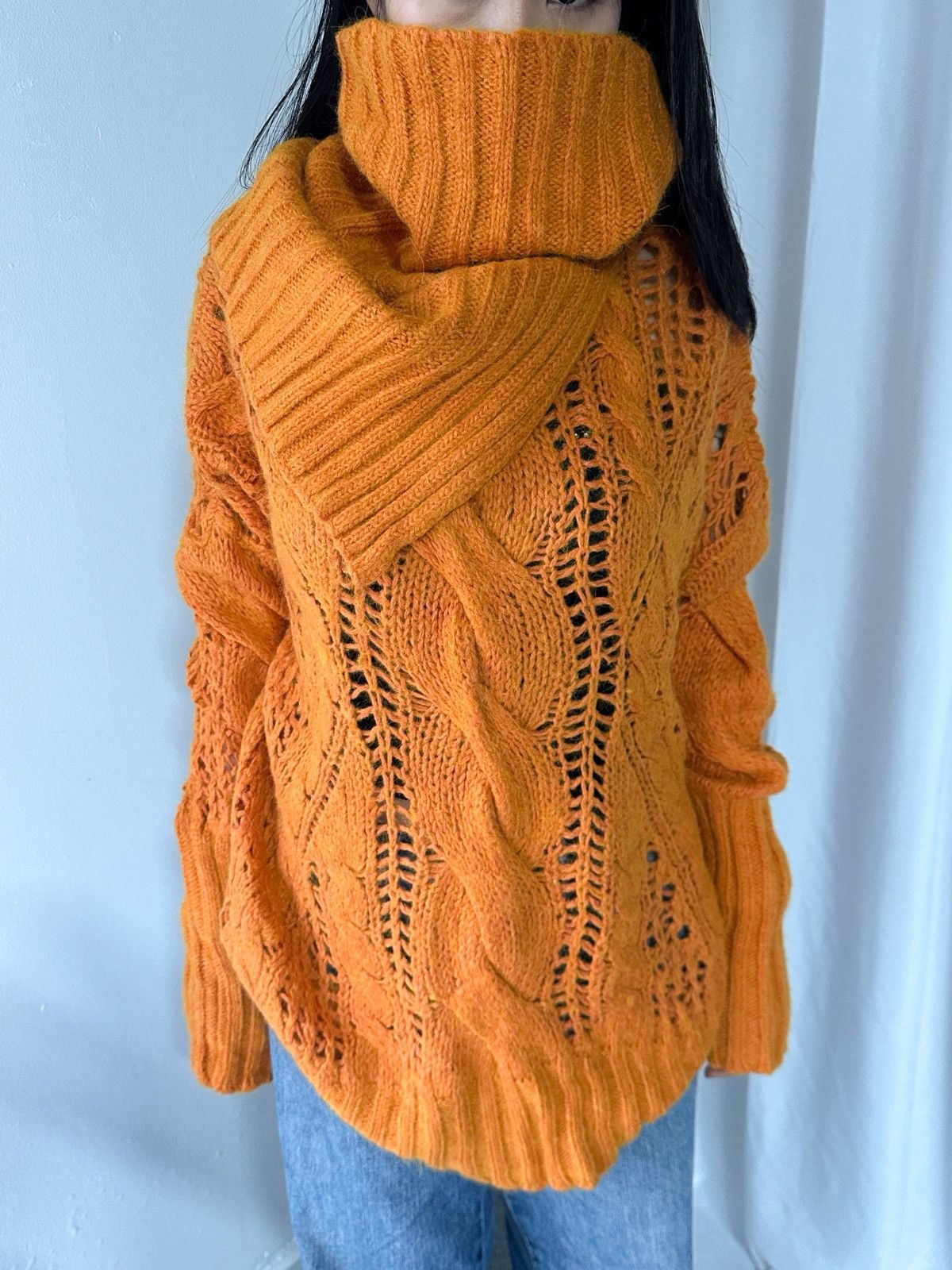Prada 2000s Max Mara Crochet Knit Turtle Neck Size US XL / EU 56 / 4 - 11 Thumbnail