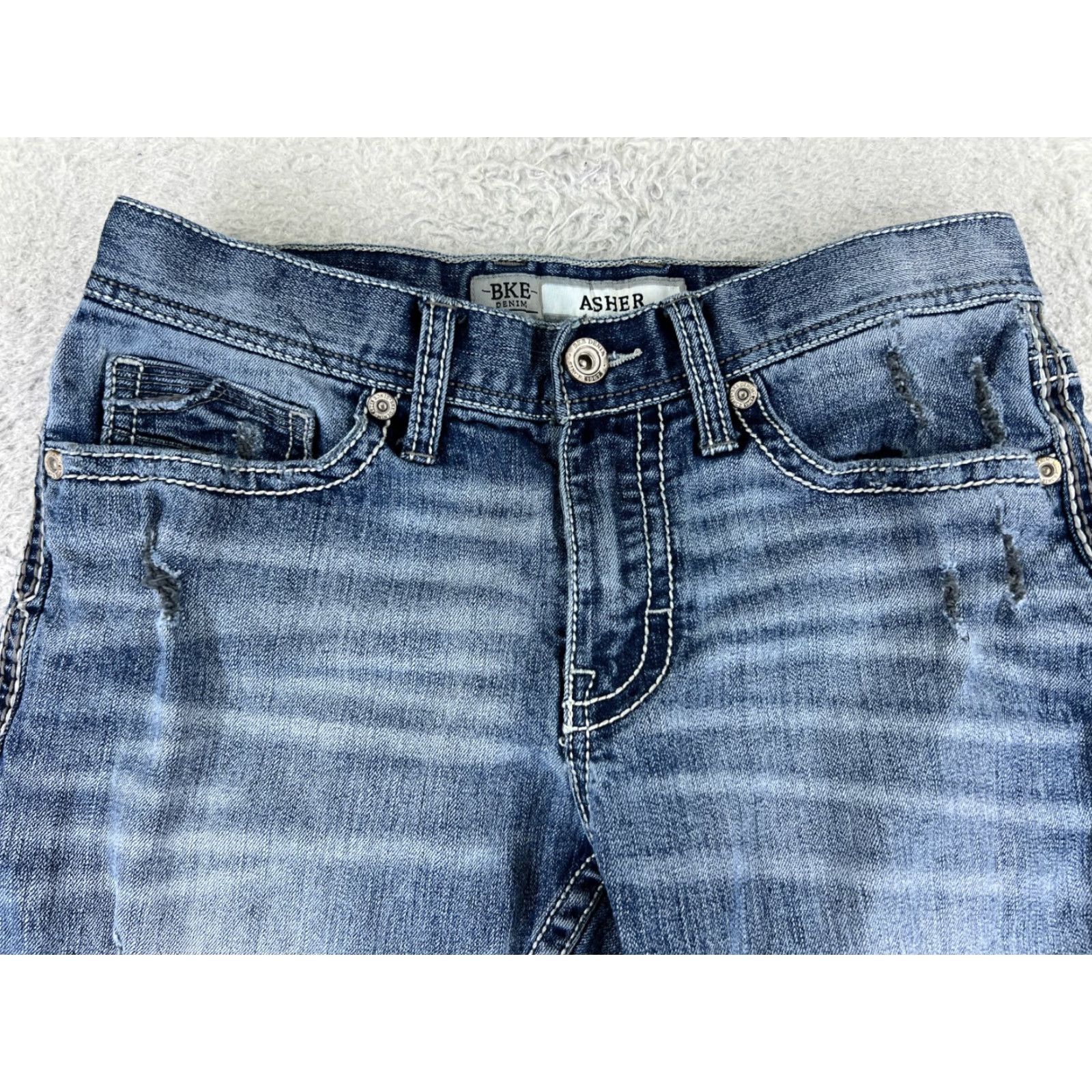 Vintage BKE Jeans Men 30 L Blue Denim Embroidered Distressed Asher Buckle 29x31 Size US 30 / EU 46 - 4 Thumbnail