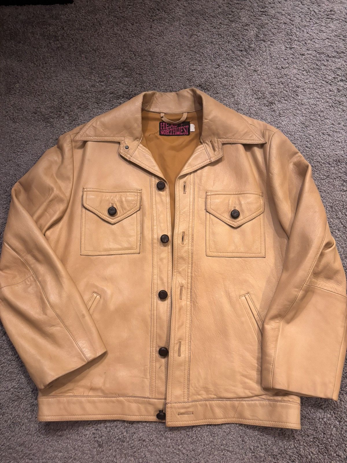 Vintage Yellow Leather jacket Head Northwest