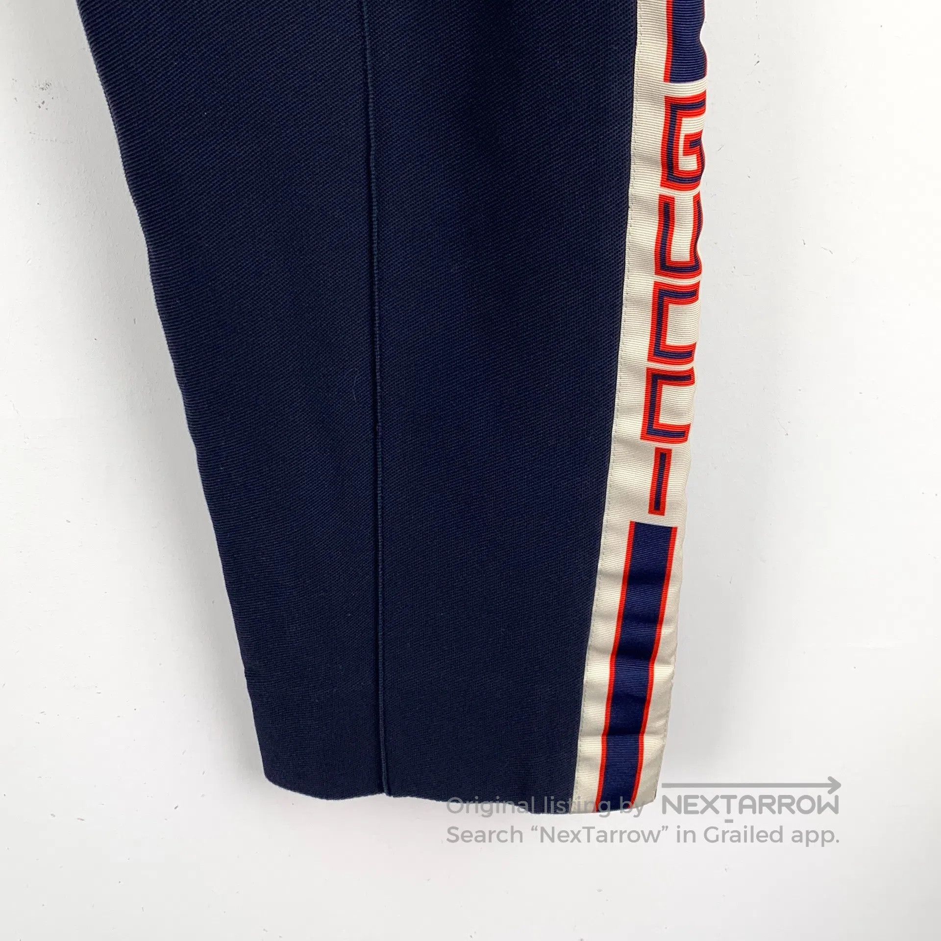Gucci Guicci Navy Blue Side Striped Logo Letter Casual Trousers| Size US 30 / EU 46 - 5 Thumbnail