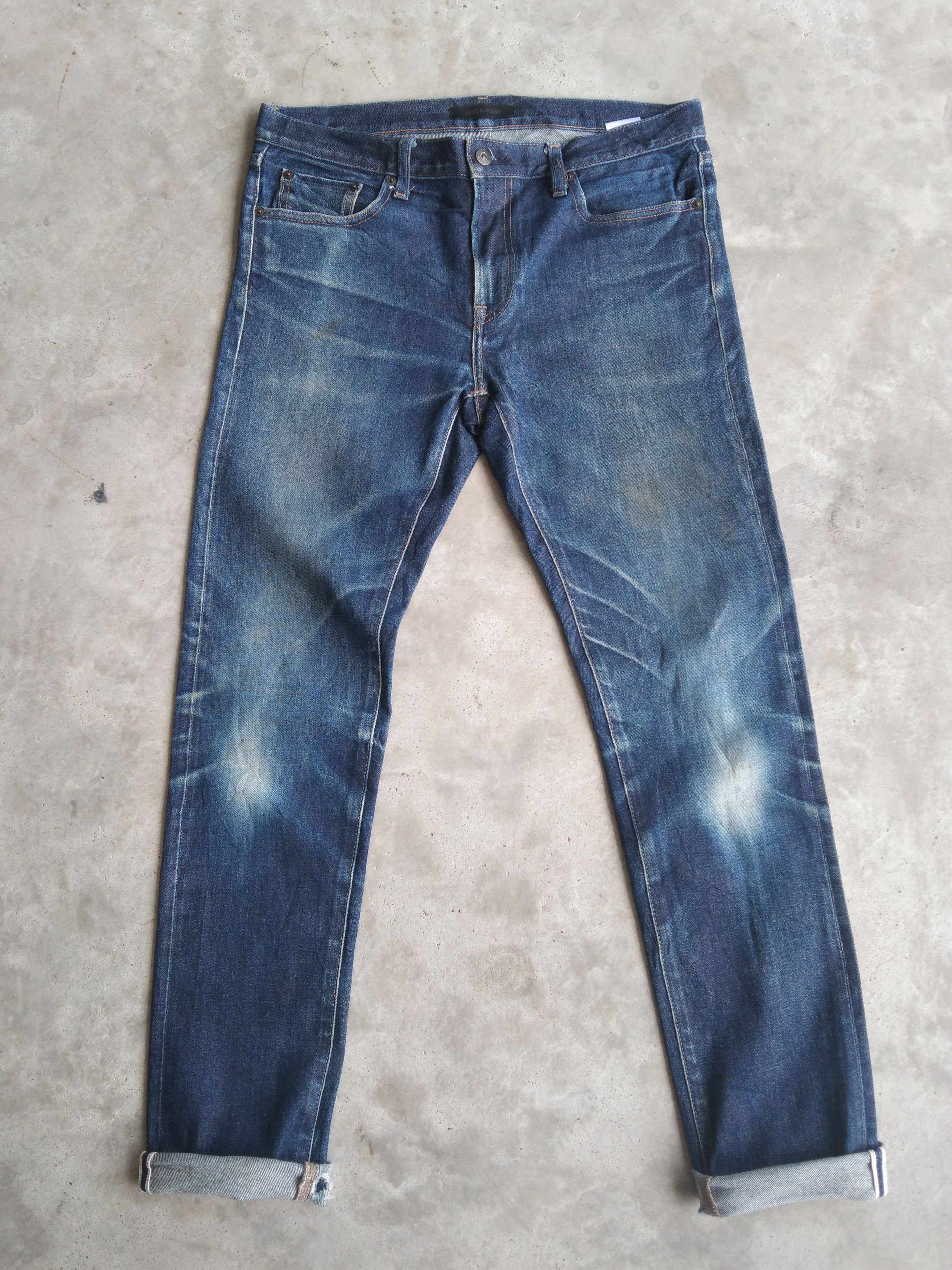 Japanese Brand Vintage Redline Uniqlo Selvedge Distressed Jeans 33x32 Size US 33 - 1 Thumbnail