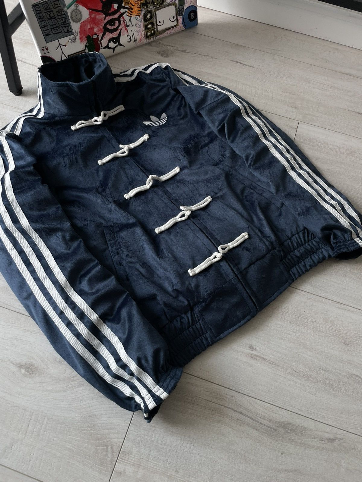 Other Napoleon Adidas Track Jacket Style Y2K Velour Dark Blue Size M / US 6-8 / IT 42-44 - 3 Thumbnail