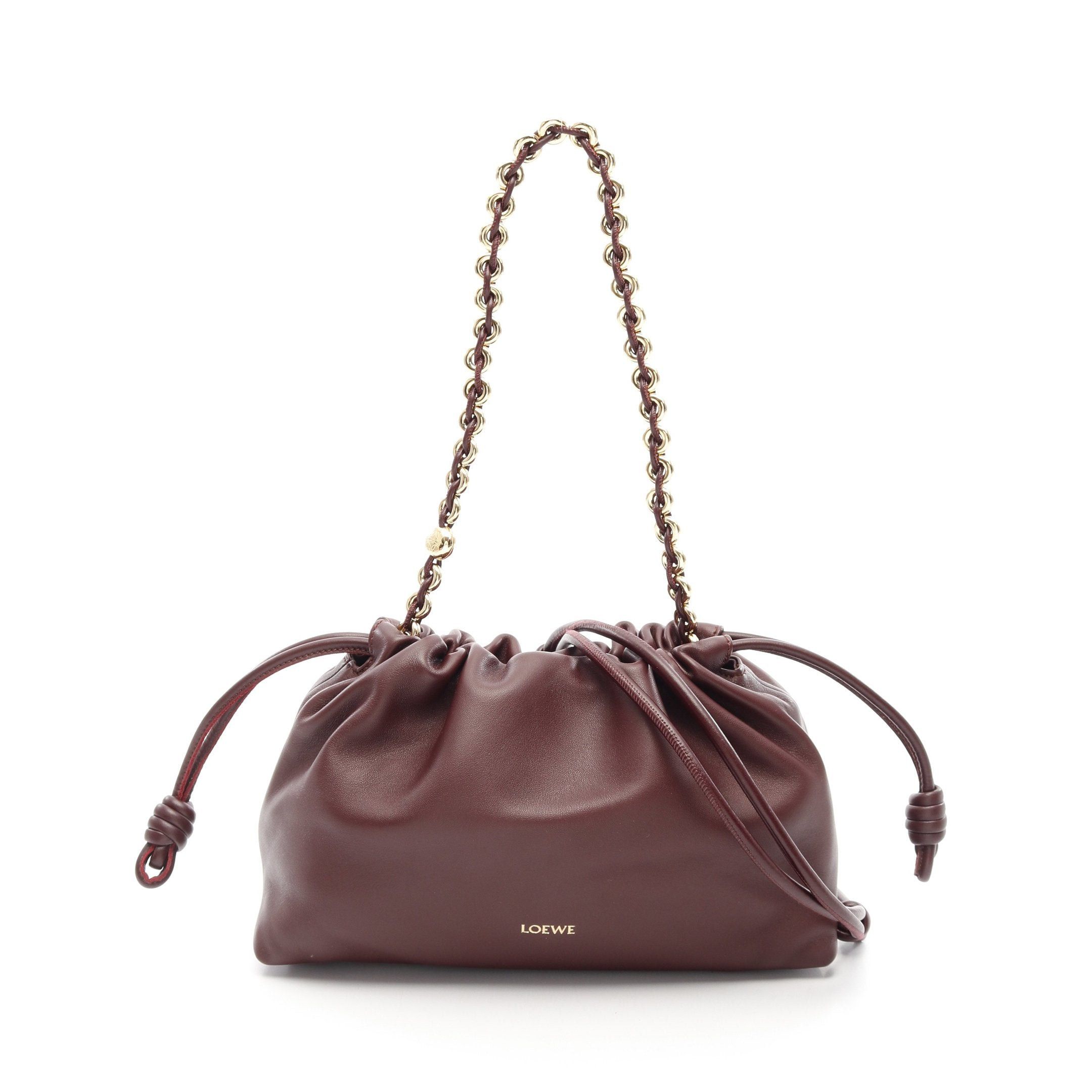 Loewe Loewe Flamenco Perth Medium Chain Shoulder Bag Leather Bordeaux Size ONE SIZE - 1 Thumbnail
