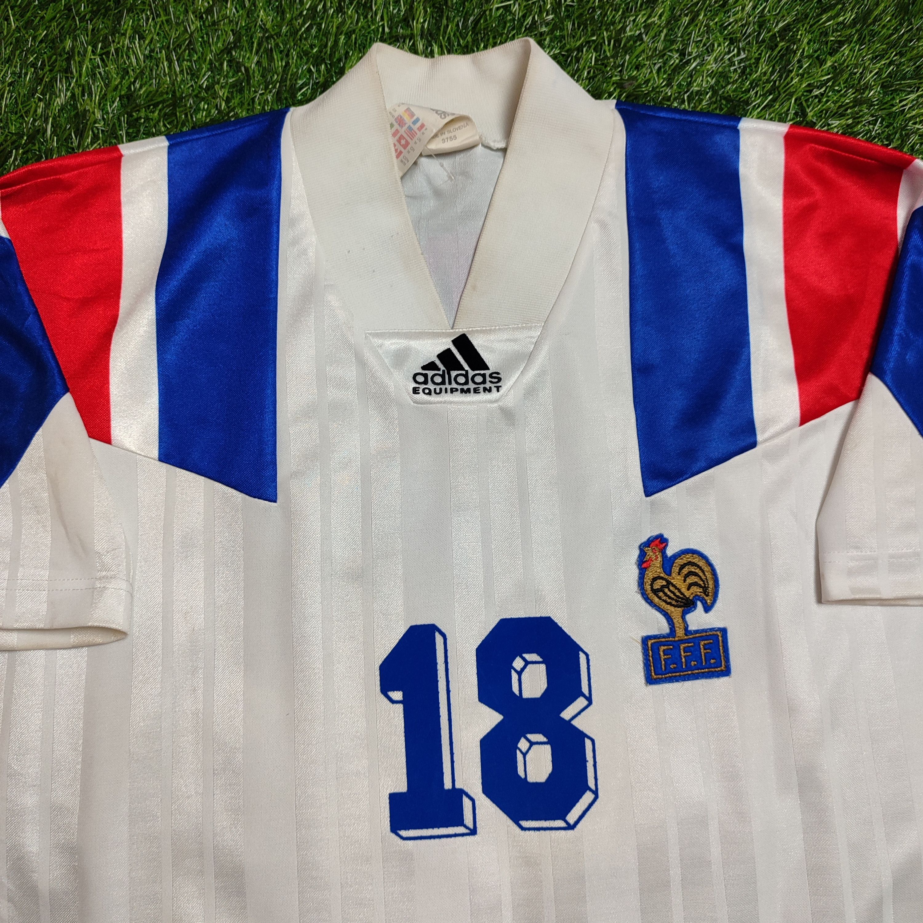 Adidas × Vintage Adidas France Away 1992 Cantona #18 Soccer Jersey Size US M / EU 48-50 / 2 - 5 Thumbnail