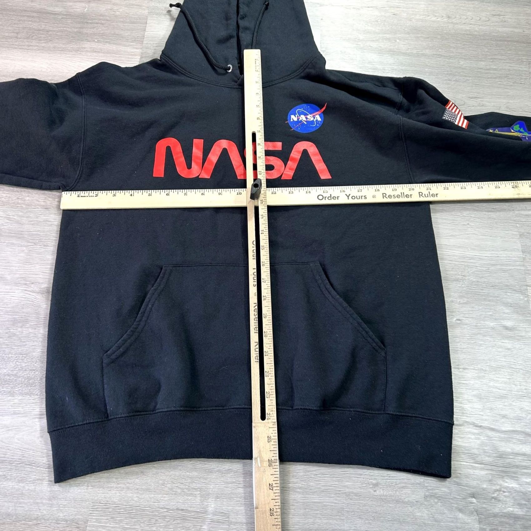 CO NASA Hoodie Mens Medium Black Fleece Pullover Graphic Bowery Supply Co Size US M / EU 48-50 / 2 - 5 Thumbnail
