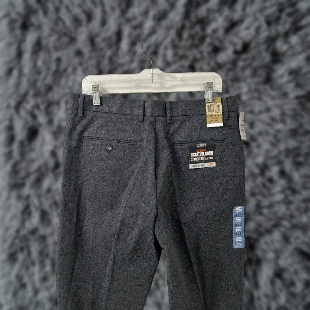 Dockers DOCKERS Signature Khaki Pants Mens 34x32 Gray Straight Flat Front NWT Size US 34 / EU 50 - 1 Thumbnail