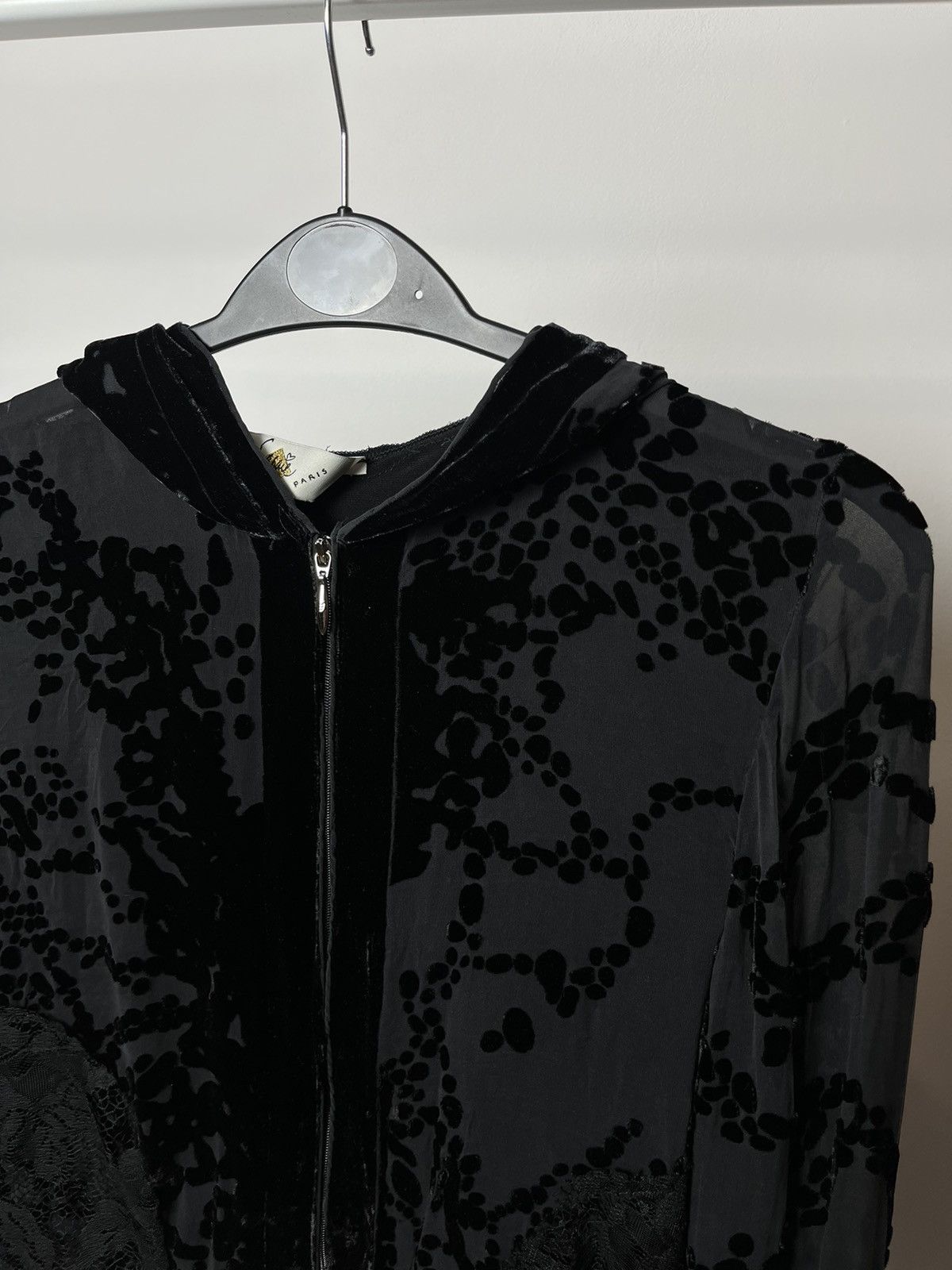 Sagaie Avant Garde velvet mesh Zip Hoodie