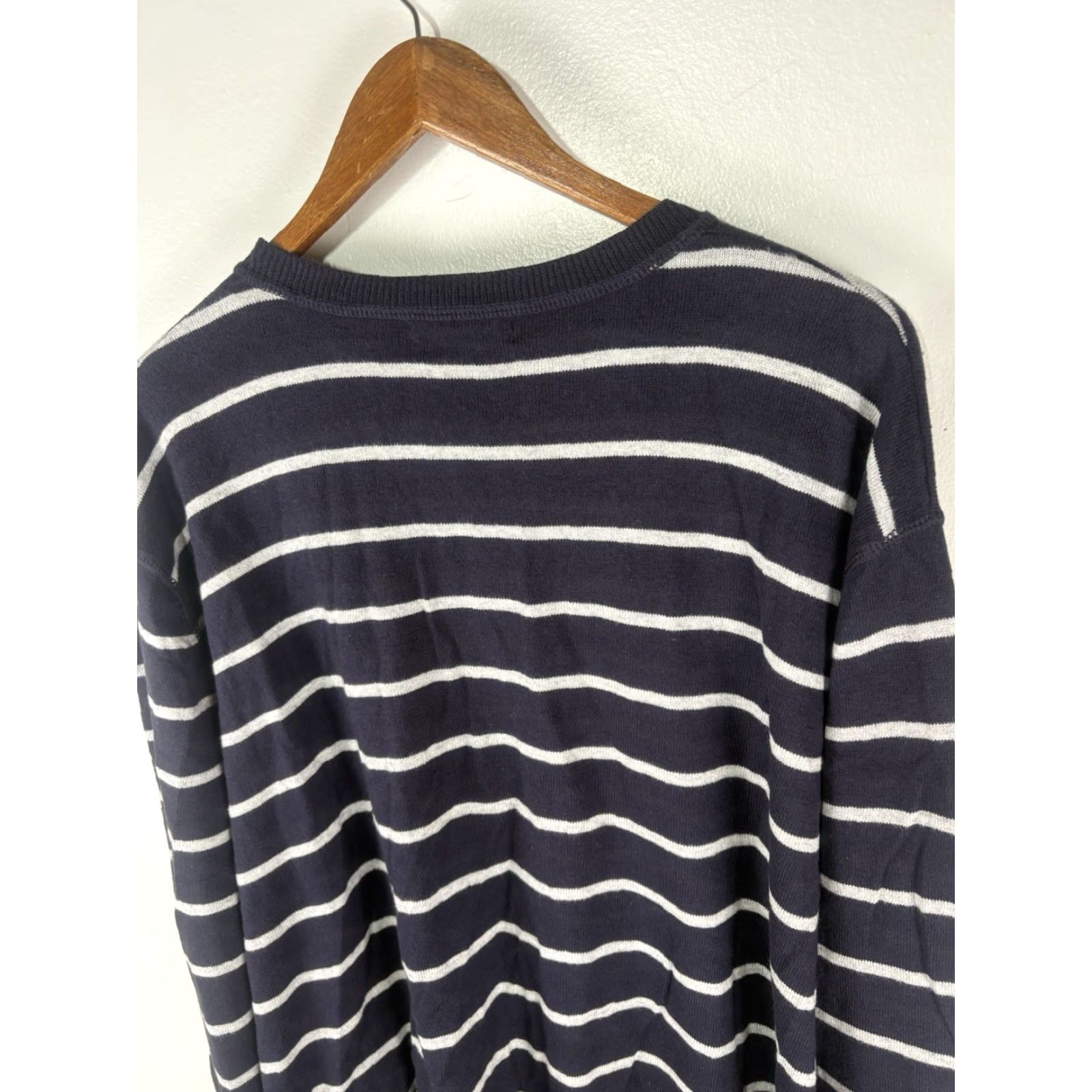 Lands' End Lands' End Men’s Sweater 2XL Casual Crew Neck Pullover Blue Stripe Cashmere Cotton Knit Size US XXL / EU 58 / 5 - 5 Thumbnail