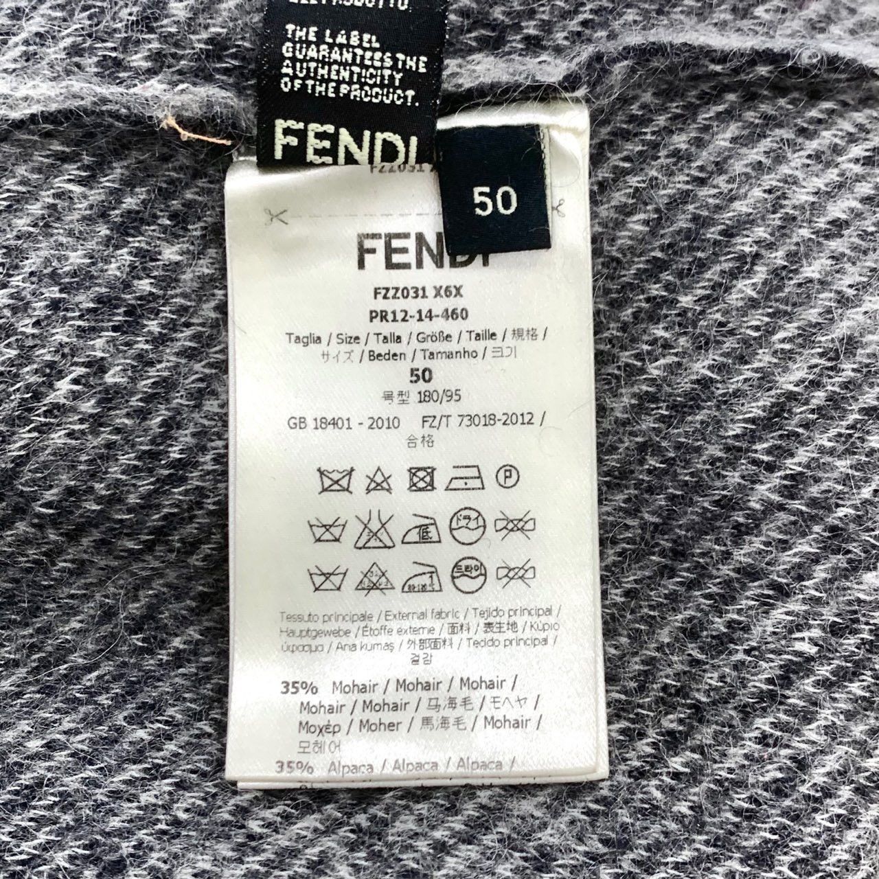Fendi Fendi Logo Checked Grey Crew Neck Knit Sweater K26WX Size US L / EU 52-54 / 3 - 6 Thumbnail