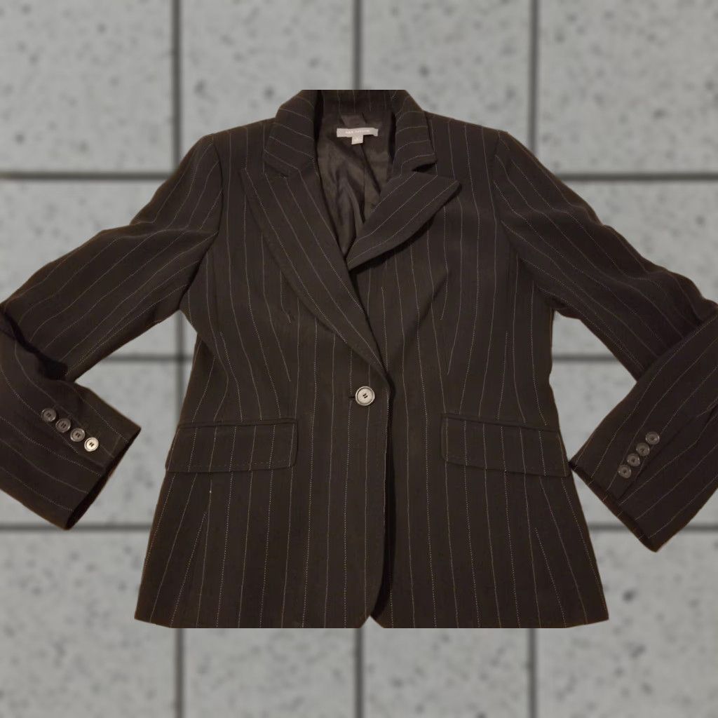 Ann Taylor Womens Ann Taylor Blazer Jacket 6 Black Basic Jacket) Size M / US 6-8 / IT 42-44 - 1 Thumbnail