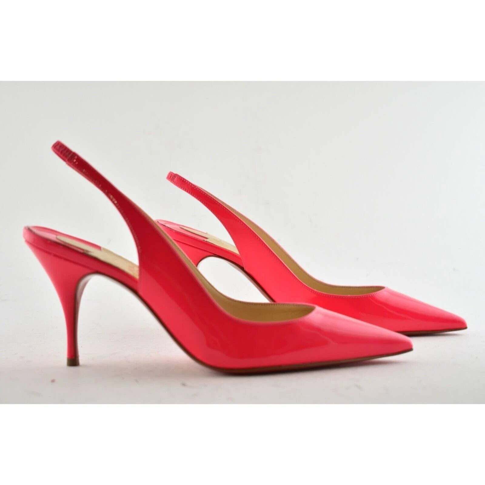 Christian Louboutin Christian Louboutin Clare Sling 80 Rose Pink Patent Fluo Size US 6 / IT 36 - 4 Thumbnail