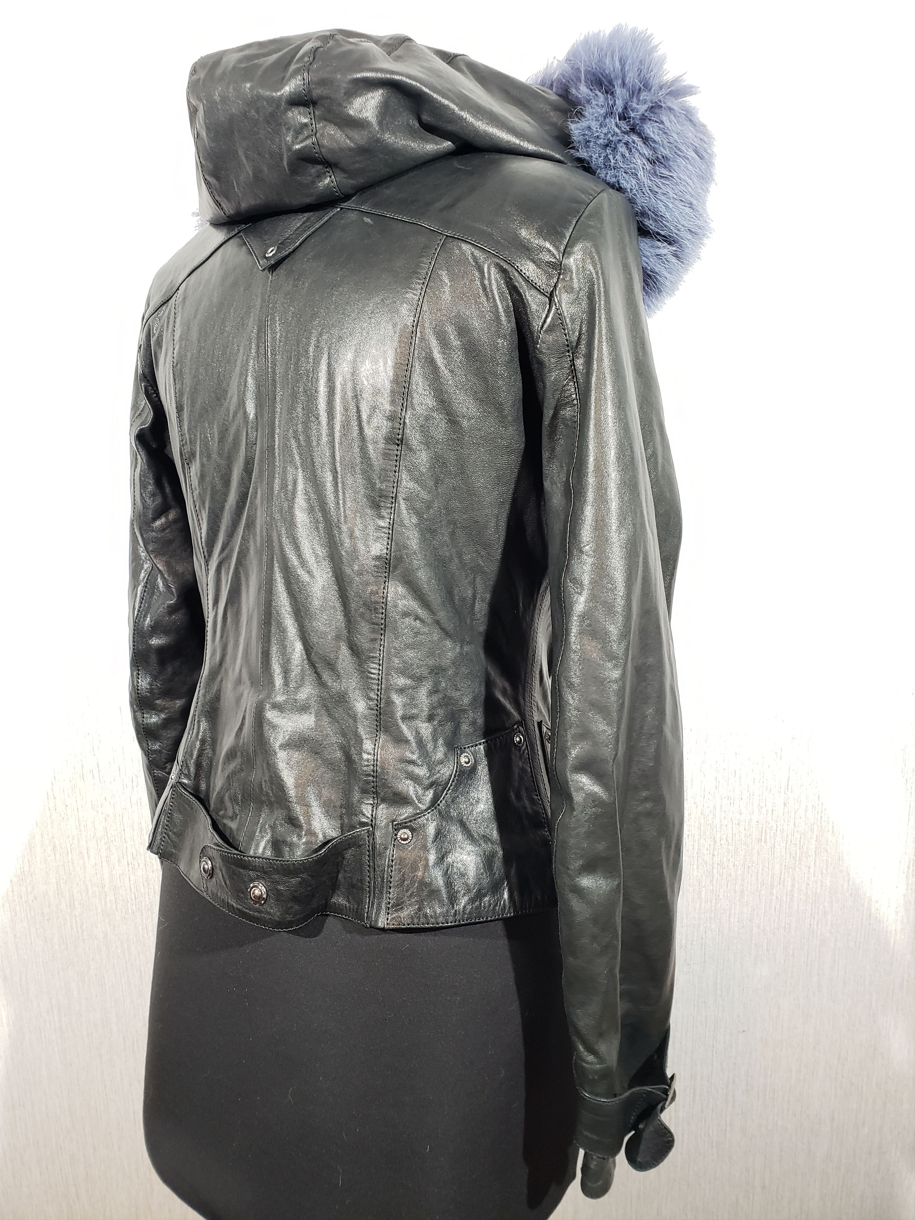 Other Black women's leather jacket with a hood. Size M / US 6-8 / IT 42-44 - 5 Thumbnail