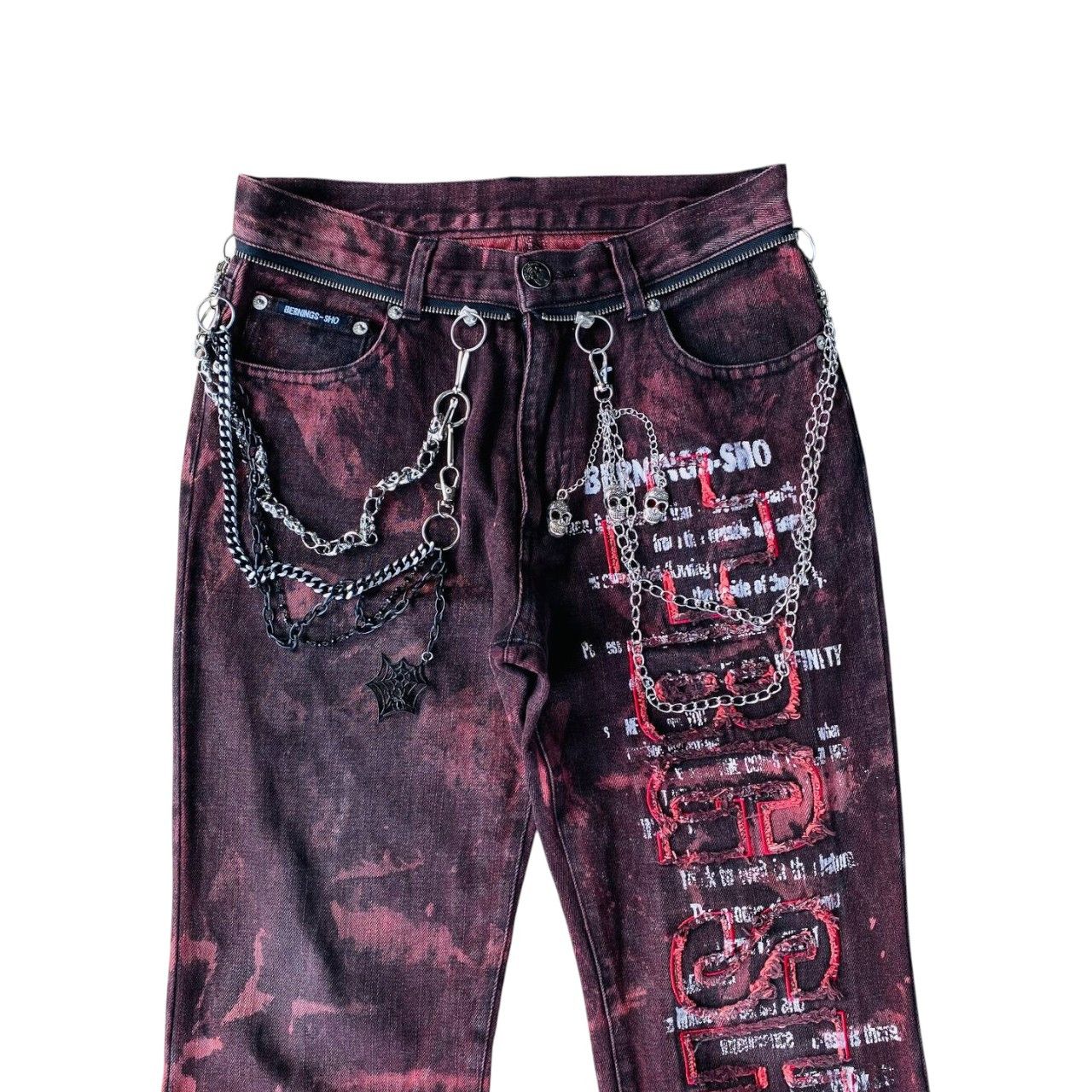 14th Addiction PUNK BERNING-SHO FLARED DYE BLEACHED SKULL TORNADO MART Size US 28 / EU 44 - 4 Thumbnail
