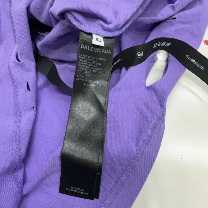 Balenciaga Balenciaga SS22 Destroyed Purple Short Sleeve Tee 0079-2507 Size XS / US 0-2 / IT 36-38 - 3 Thumbnail