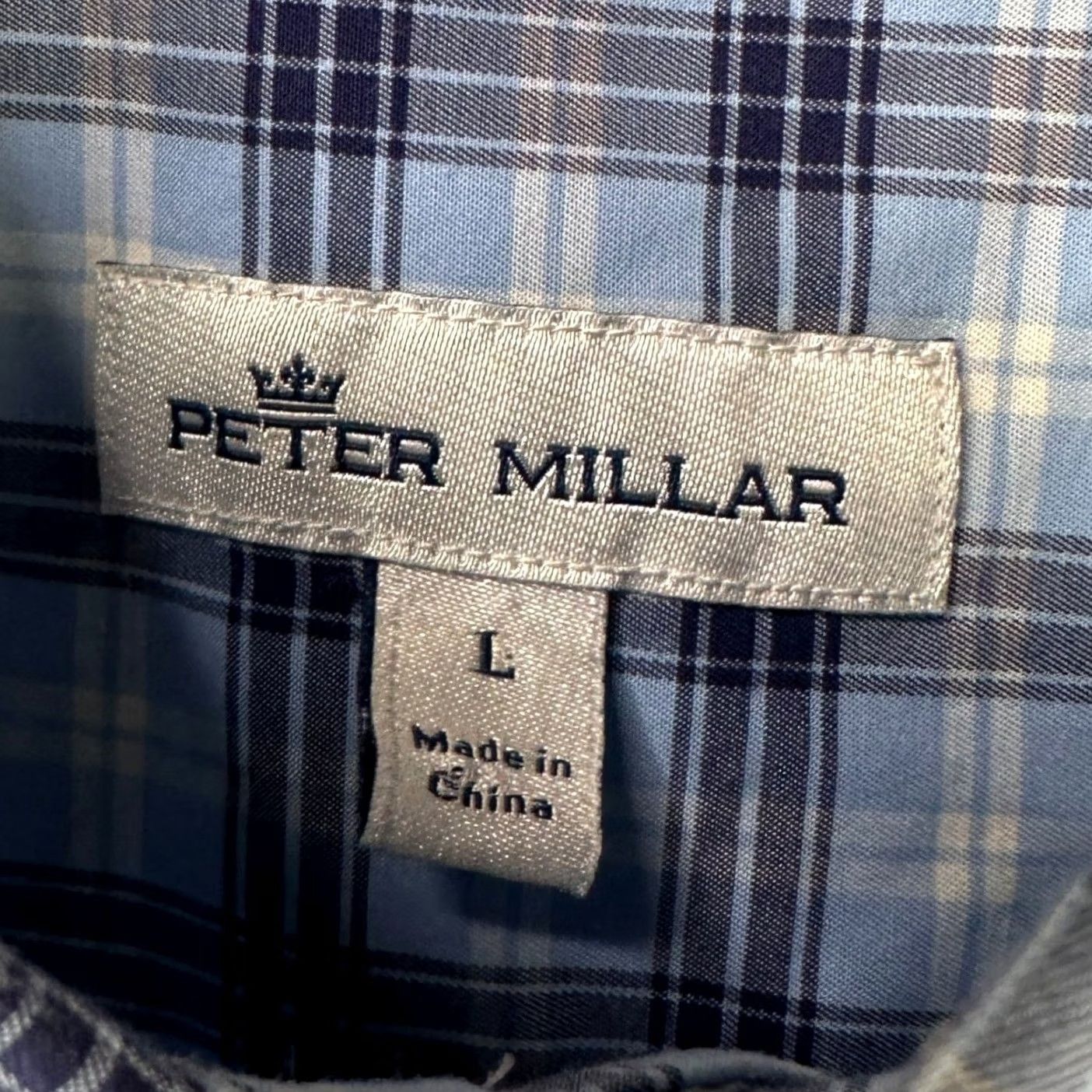 Peter Millar VINTAGE Peter Millar Crown Crafted Button-Down Shirt Large Blue Plaid Pocket Stretch Mens Size L Size US L / EU 52-54 / 3 - 4 Thumbnail