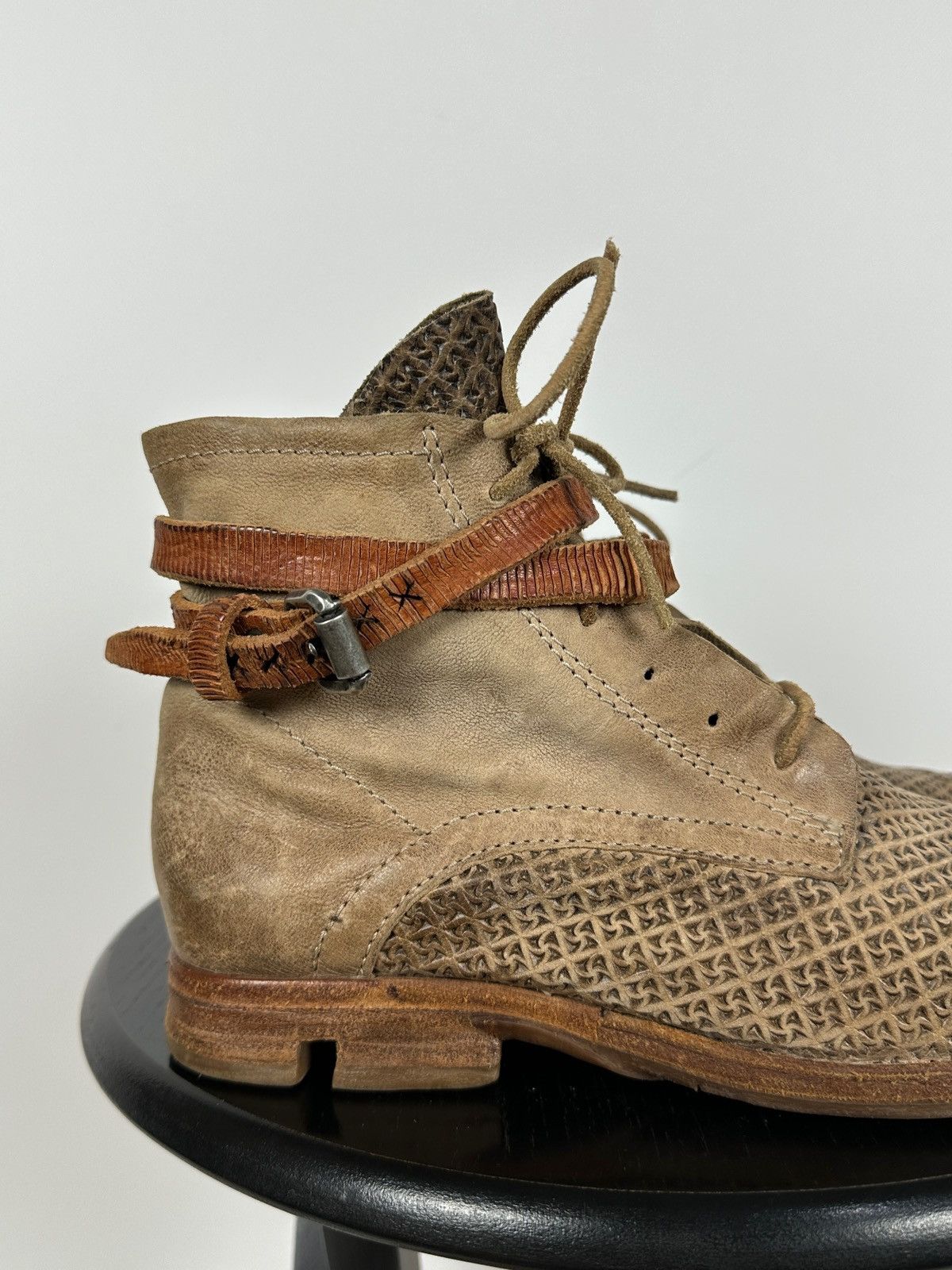 A.S.98 A.S.98. Airstep Beige Leather Biker Buckle Strap Ankle Boots Size US 8 / IT 38 - 15 Thumbnail