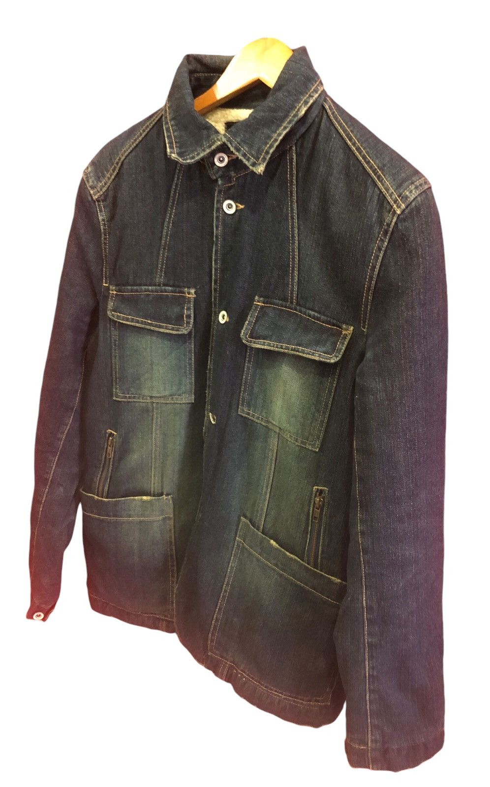 Japanese Brand Nice! Center Clease Blue Denim Jacket Size US M / EU 48-50 / 2 - 3 Thumbnail