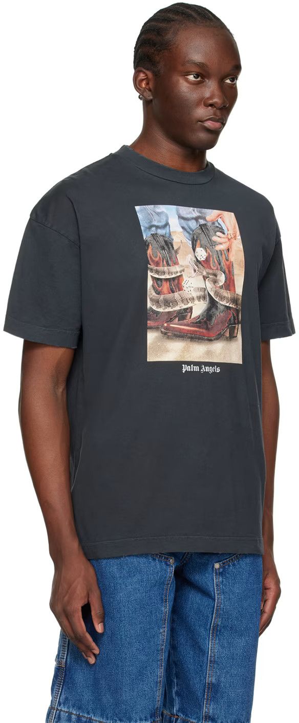 Palm Angels o1y0325 Logo Crewneck T-Shirt in Lead Size US XL / EU 56 / 4 - 2 Thumbnail