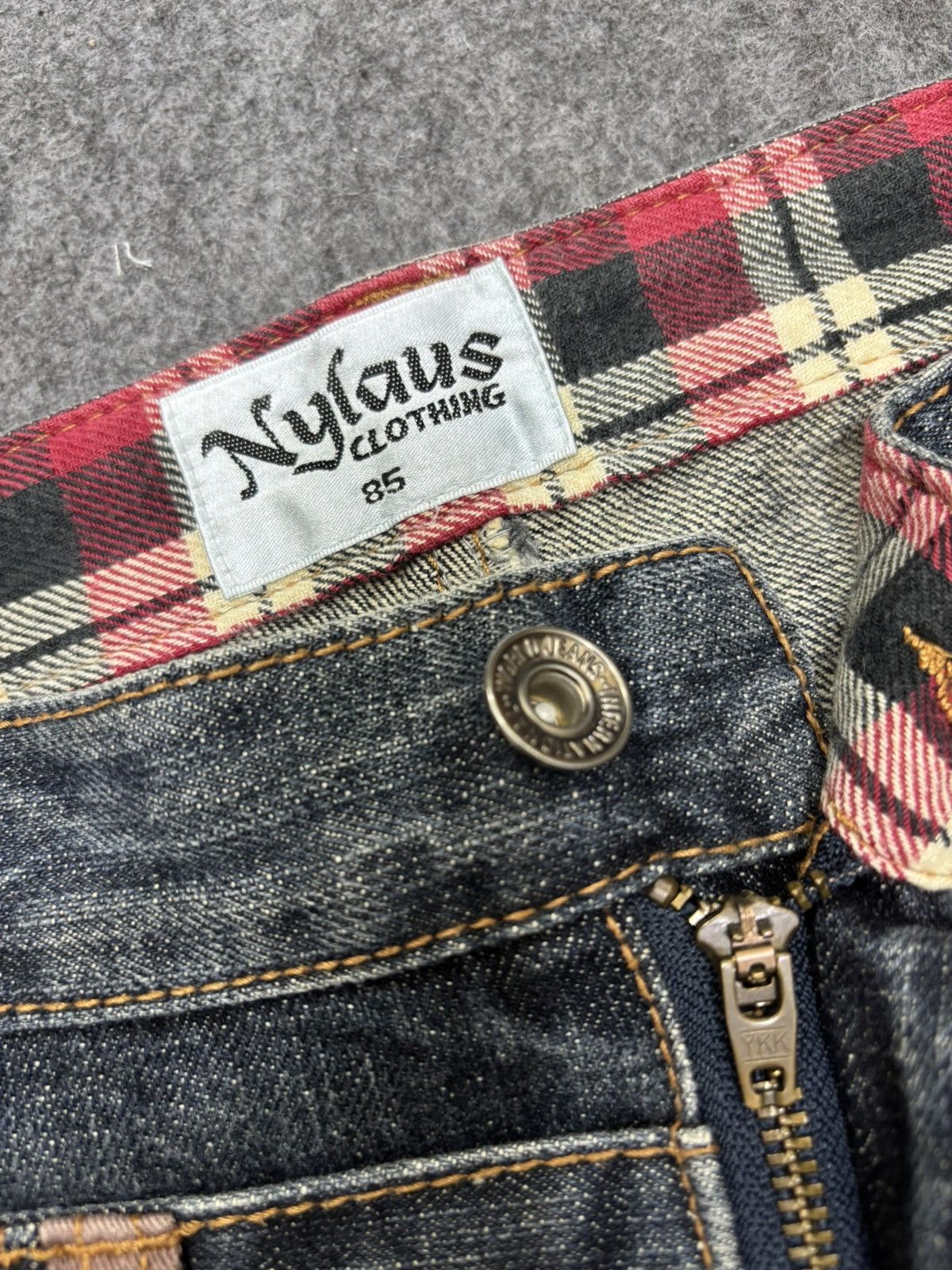 Japanese Brand 💥Double Waist💥Insane Nylaus Folding Fades Style Denim F657 Size US 33 - 10 Thumbnail