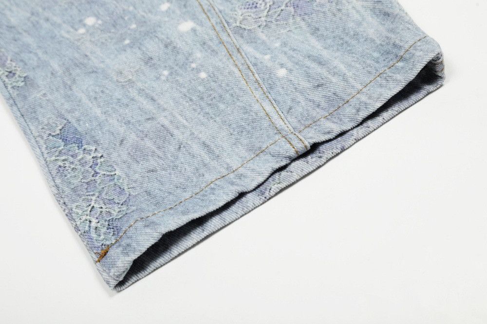 Jean Men's old washed digital printed square scarf machete jeans Size US 32 / EU 48 - 6 Thumbnail