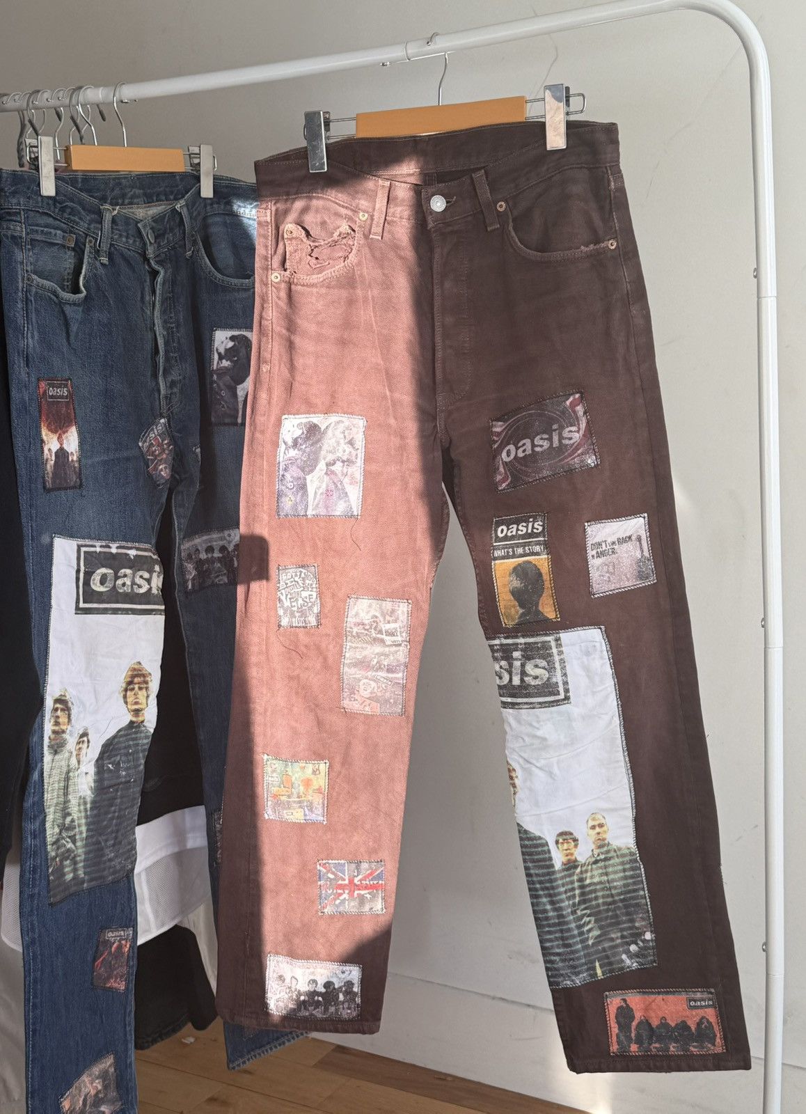 Levi's Vintage Clothing Custom Reworked Vintage Brown Levi's 501 - Oasis Patches Size US 33 - 1 Thumbnail
