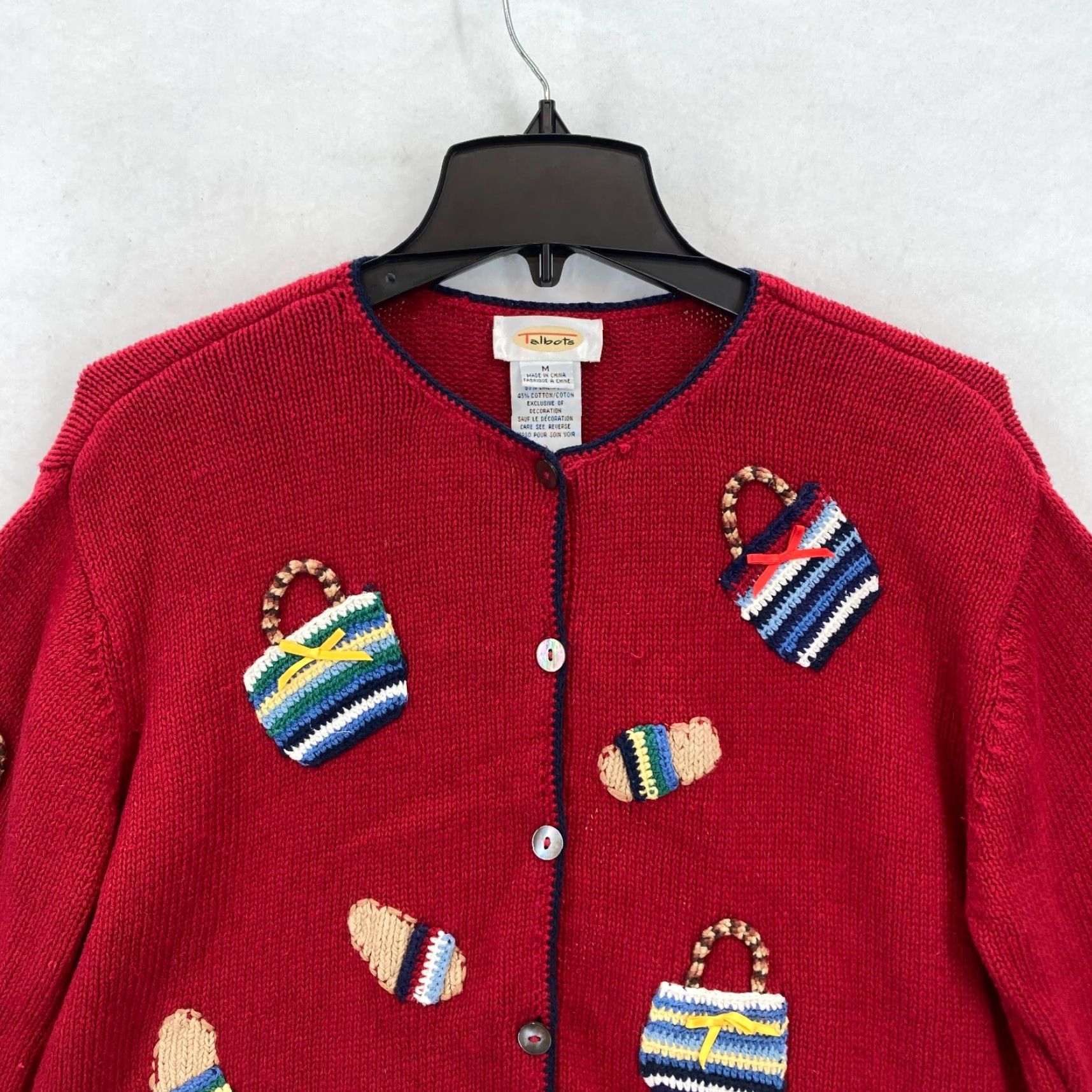 Talbots Talbots Cardigan Women M Red Button Front Sweater Linen Embroidered Summer Nautical Boho Coastal Preppy Size M / US 6-8 / IT 42-44 - 2 Thumbnail