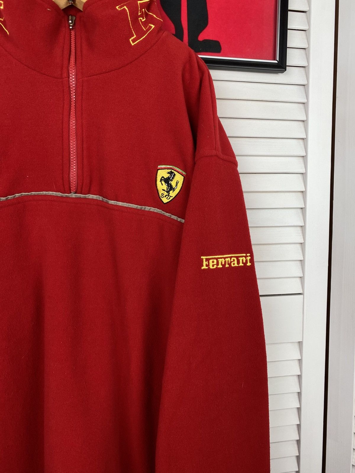Ferrari Vintage 90s Fleece Jacket Zip Up 1/4 Ferrari Racing F1 Car Size US XL / EU 56 / 4 - 3 Thumbnail