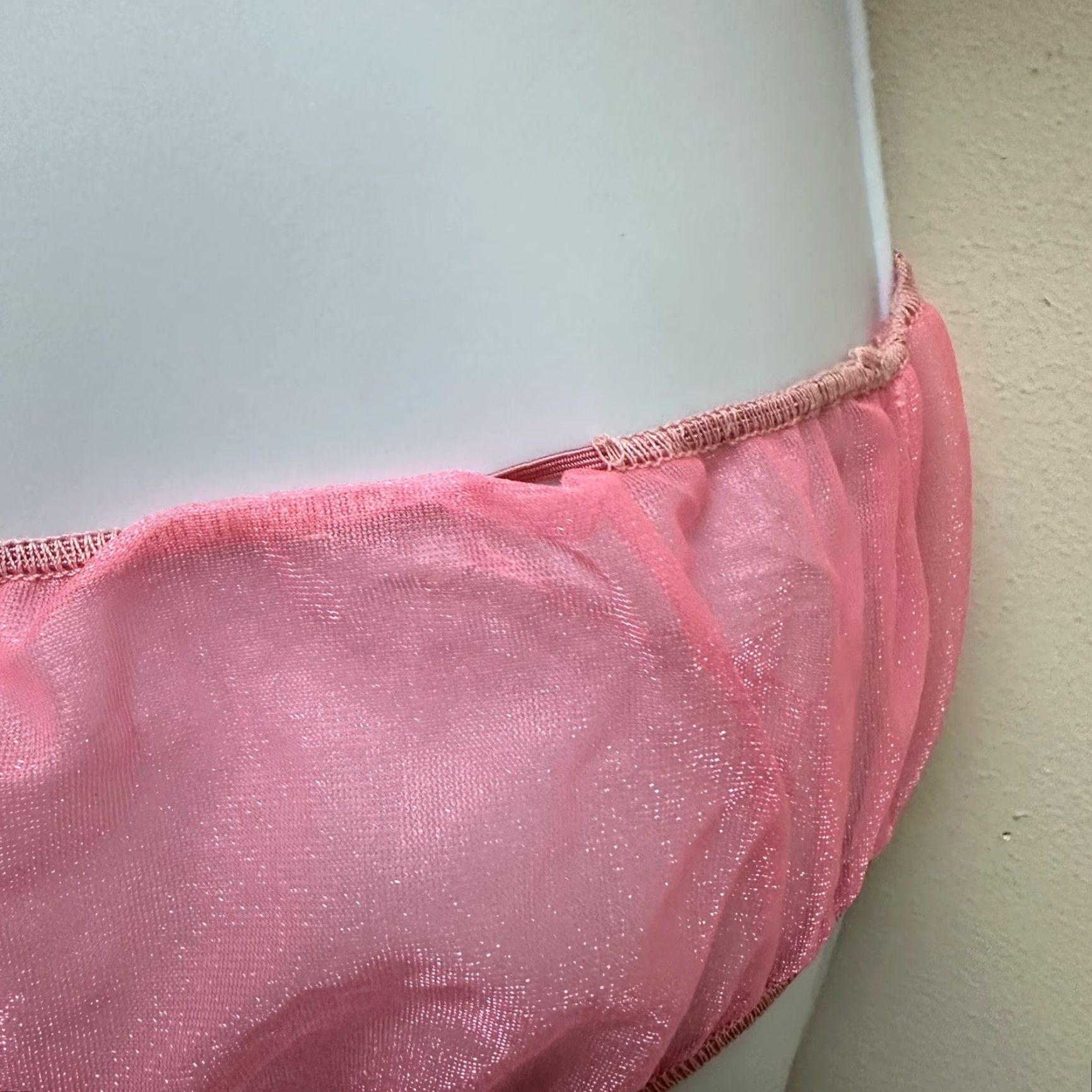 Etro VINTAGE Pink Sheer Nylon Gusset Black Floral Applique Panties Size L Size 36" / US 14 / IT 50 - 6 Thumbnail